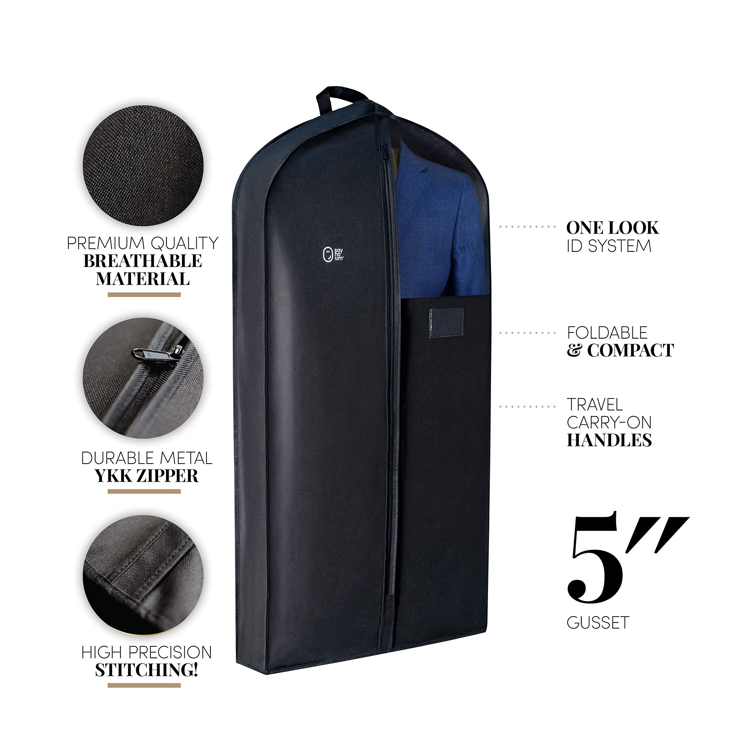 Luxury Storage Garment Bag For Men Suit, Long Women Dress, Tuxedo, Uniform | 47 Inch + 5 Inch Side Gusset | Hanging, Breathable,