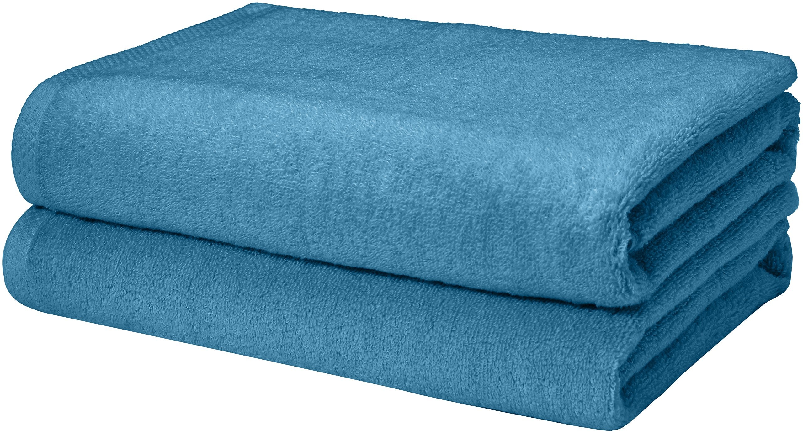 Amazon Basics - 2 Piece Quick-Dry Oversize Bath Towel, 100% Cotton, Lake Blue, 54'' X 30''