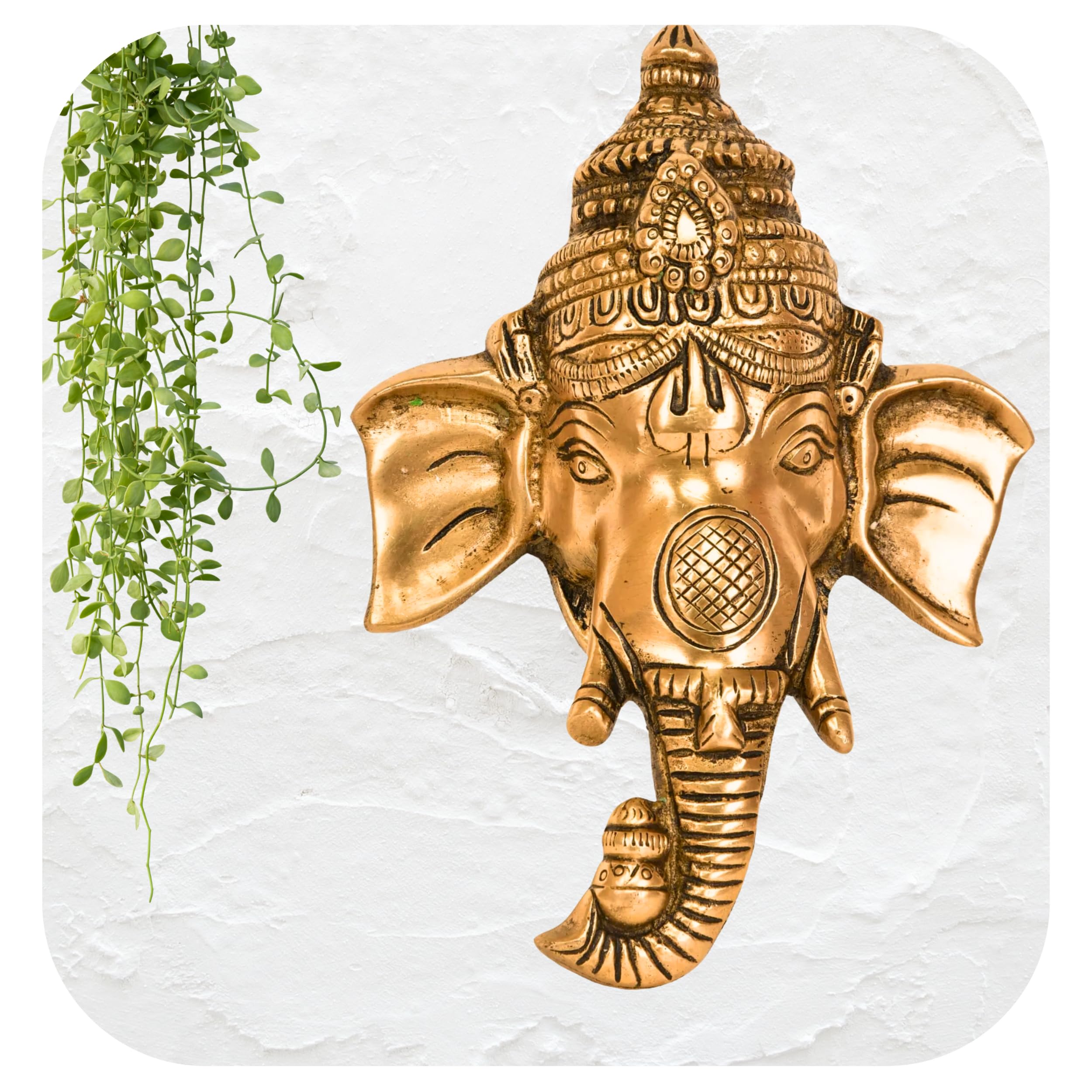 Blluex - Metal Surya Kiran Ganesha Ji Ganpati Lord Ganesh Statue Idol Wall Hanging Sculpture Lucky Feng Shui Wall Decor Showpiec