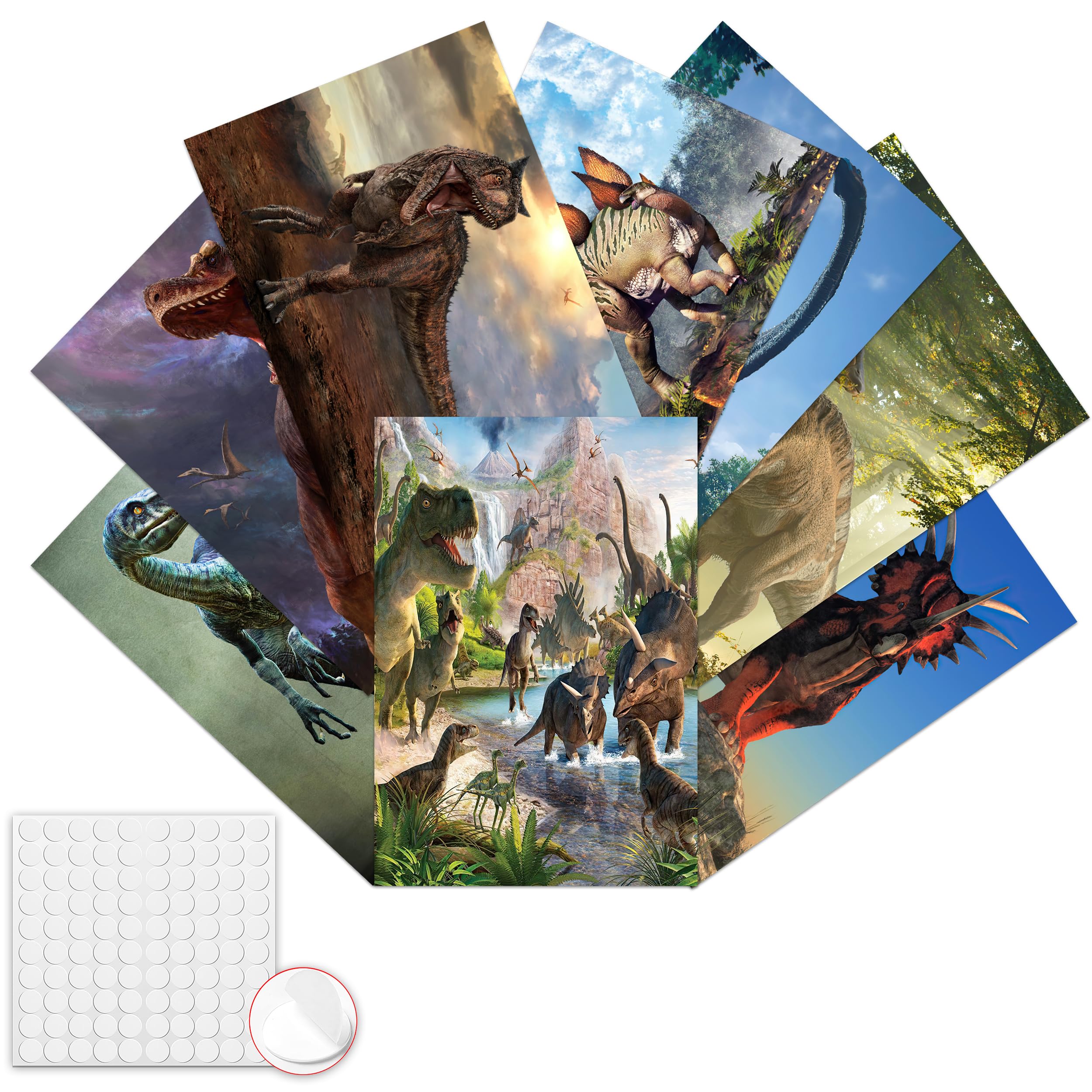 Gtotd Dinosaur Wall Art Decor Posters (8 Pack) 11.5'' X 16.5 Dinosaur Merch Party Supplies Gifts Pictures Unframed Version Hd Pr