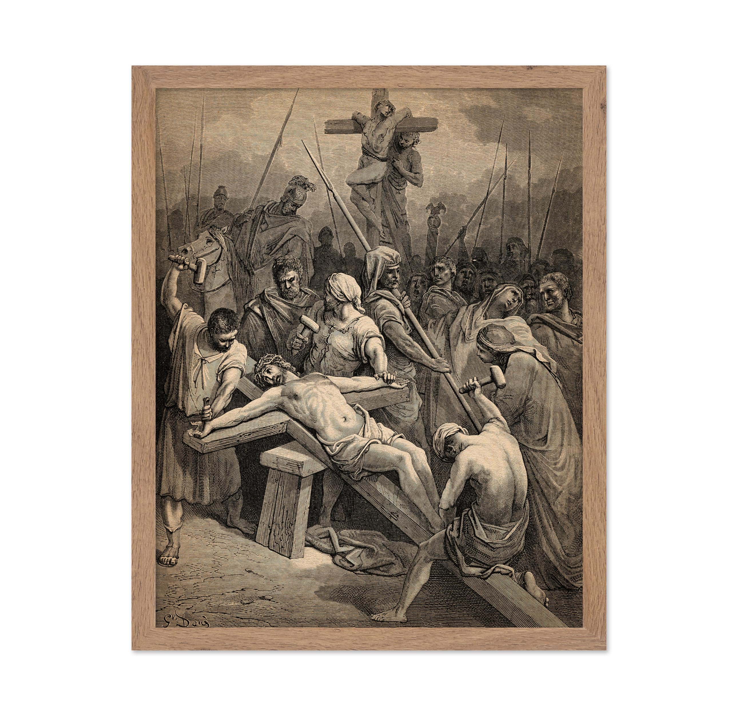 Poster Master Vintage Religious Poster - Retro Christian Print - Gift for Artist, Friend - Jesus Christ Crucifixion, Bible Illus