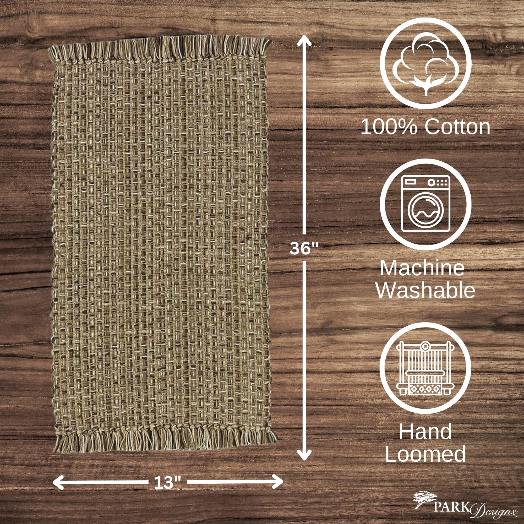 Park Designs Expresso Tweed Farmhouse Table Runner 36 Inch | 13X36 Rustic Dining Table Accessory | Hand Loomed & Rugged Texture