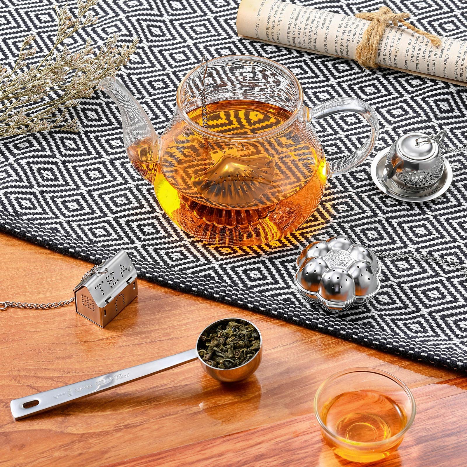 Vesici 10 Sets Loose Leaf Tea Infuser Set Stainless Steel Tea Strainer For Loose Tea Holder Infuser Ball Tea Filter Includes Cha