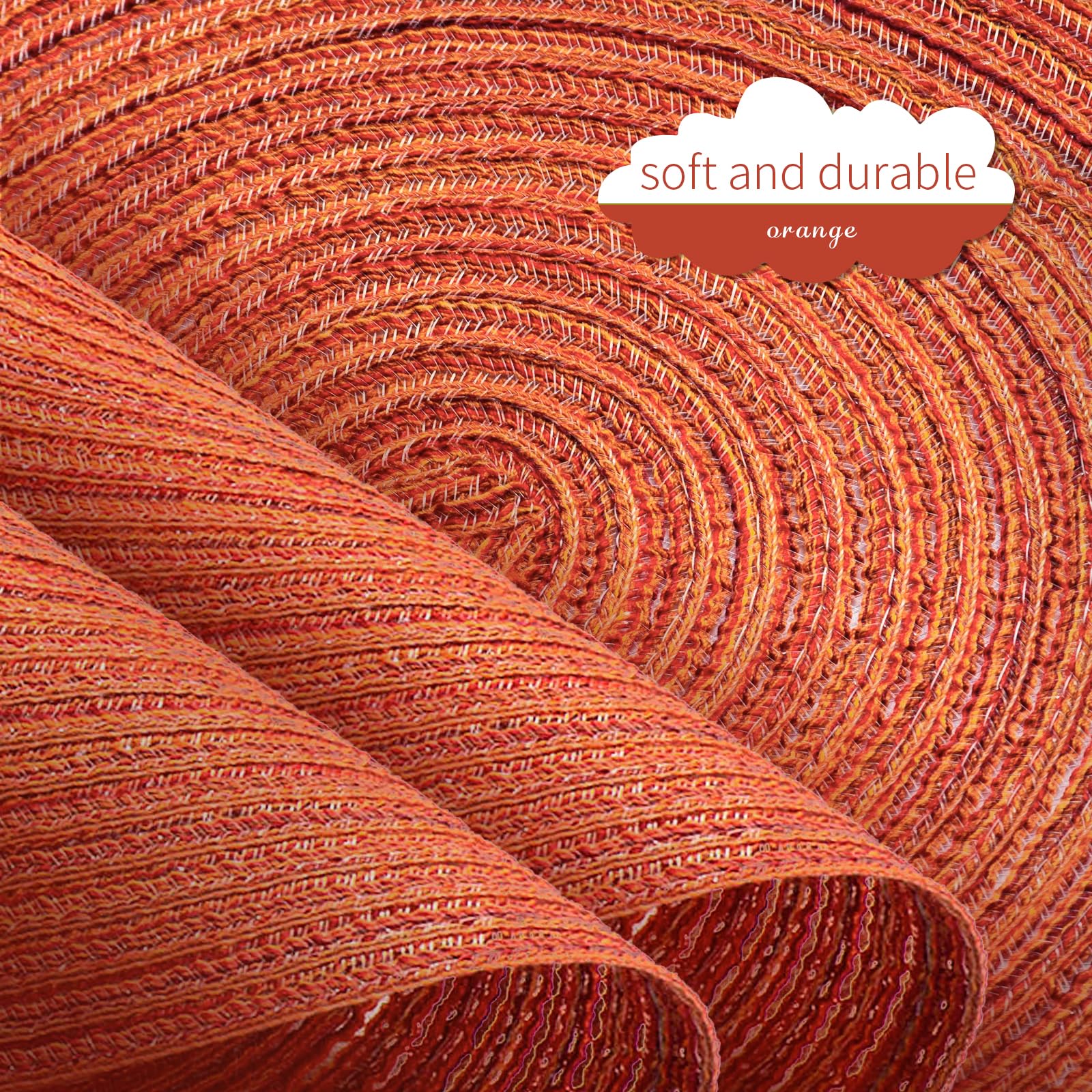 Funwheat Round Braided Placemats Set Of 6 Place Mats For Dining Tables Woven Heat Resistant Table Mats 15 Inch For Halloween(Ora