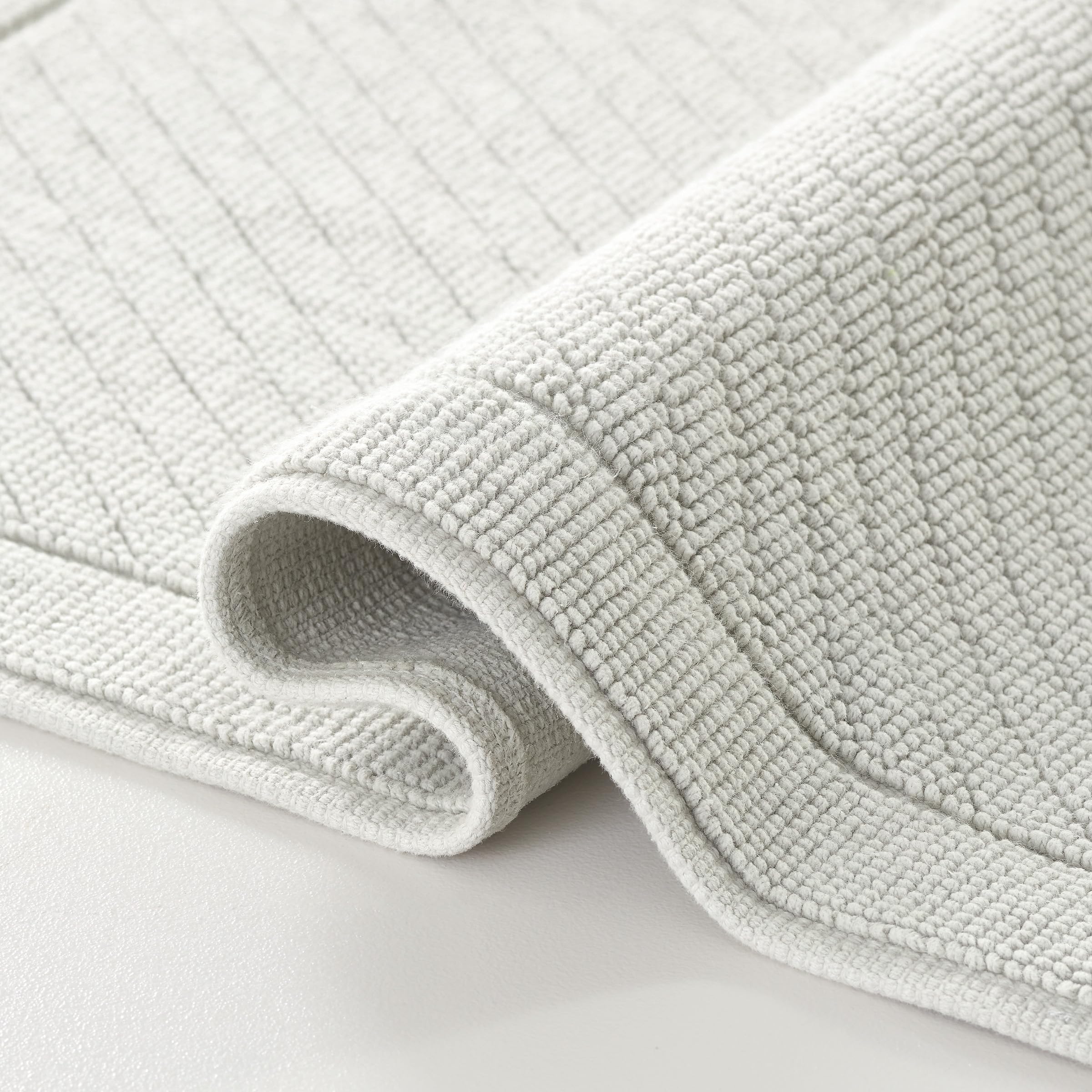 Arkwright 100% Cotton Bathroom Rug - High Absorbent Stylish Textured Woven Design Bath Mat, Slip Resistant Backing For Shower An