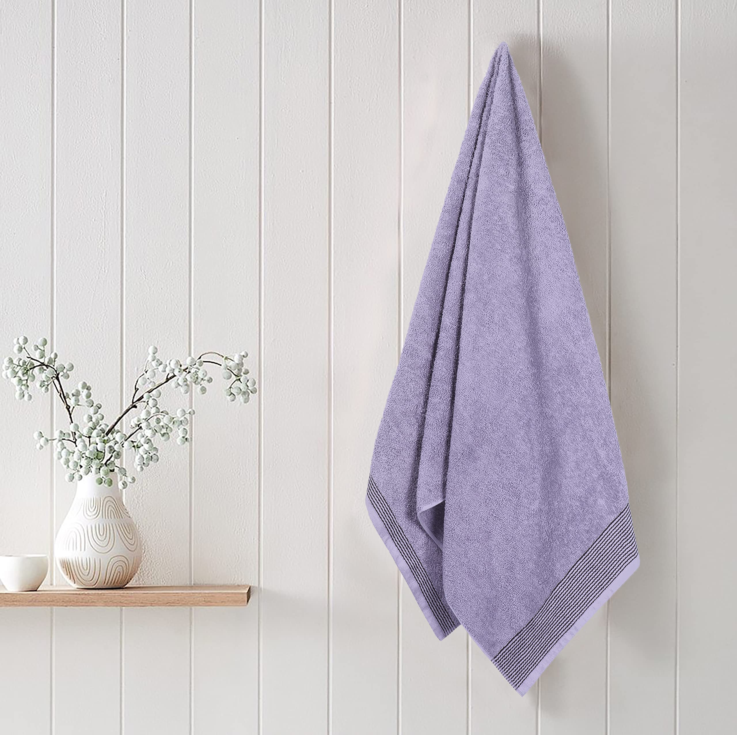 Belizzi Home Ultra Soft 2 Pack Oversized Cotton Bath Towels, 28X55 Inches, Purple