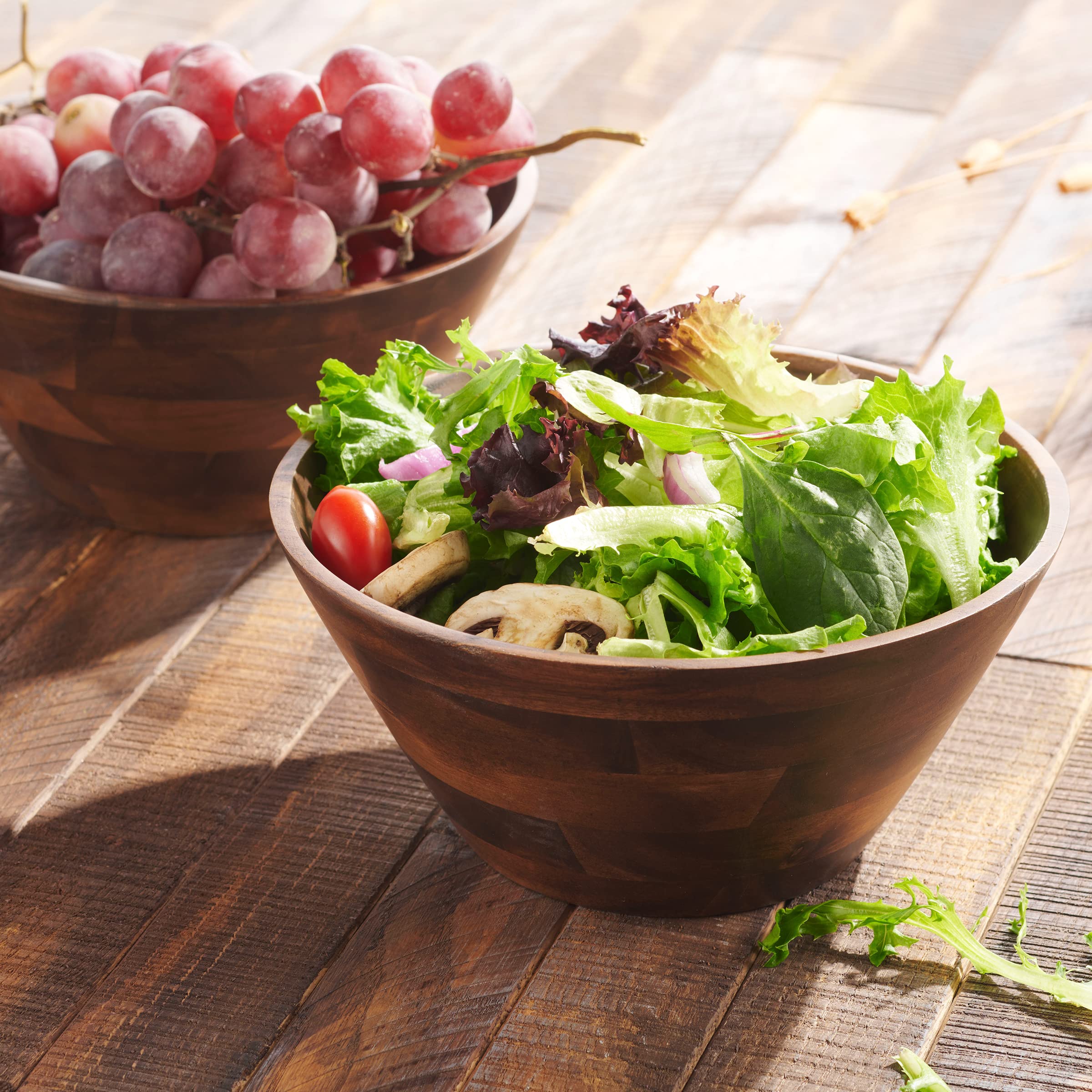 Table Concept Bowl Set, Premium Acacia Wood Bowls, Salad Bowls, Serving Bowls, Home Decor Housewarming Gifts - 8'', Set Of 2