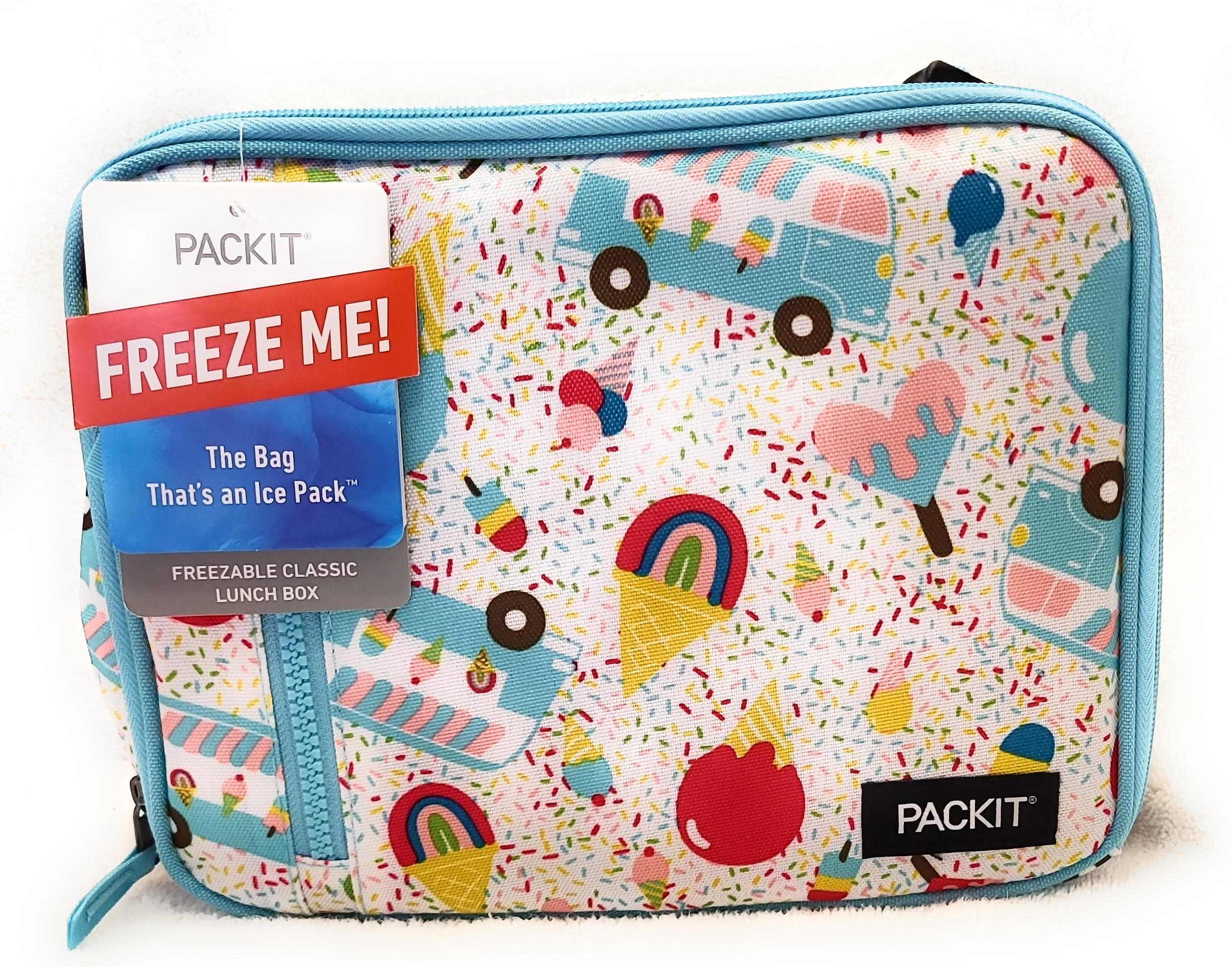 Packit Freezable Classic Lunchbox, Ice Cream Social, Teal (Pkt-Cb=Spc)