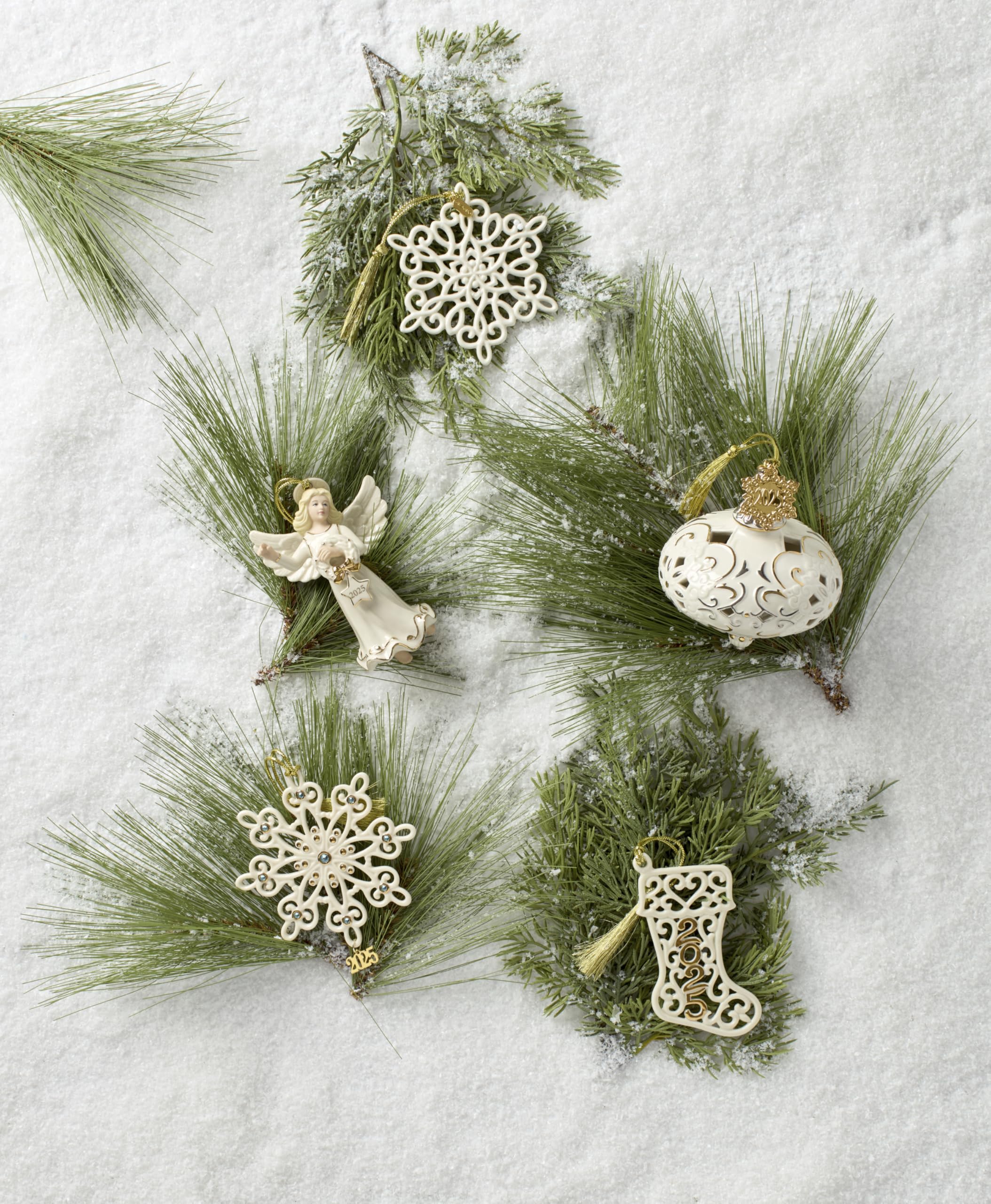 Lenox Ornament, 2025 A Year to Remember Stocking Ornament, Porcelain with Gold Accents and Gold Cord for Hanging, Tree Decoratio