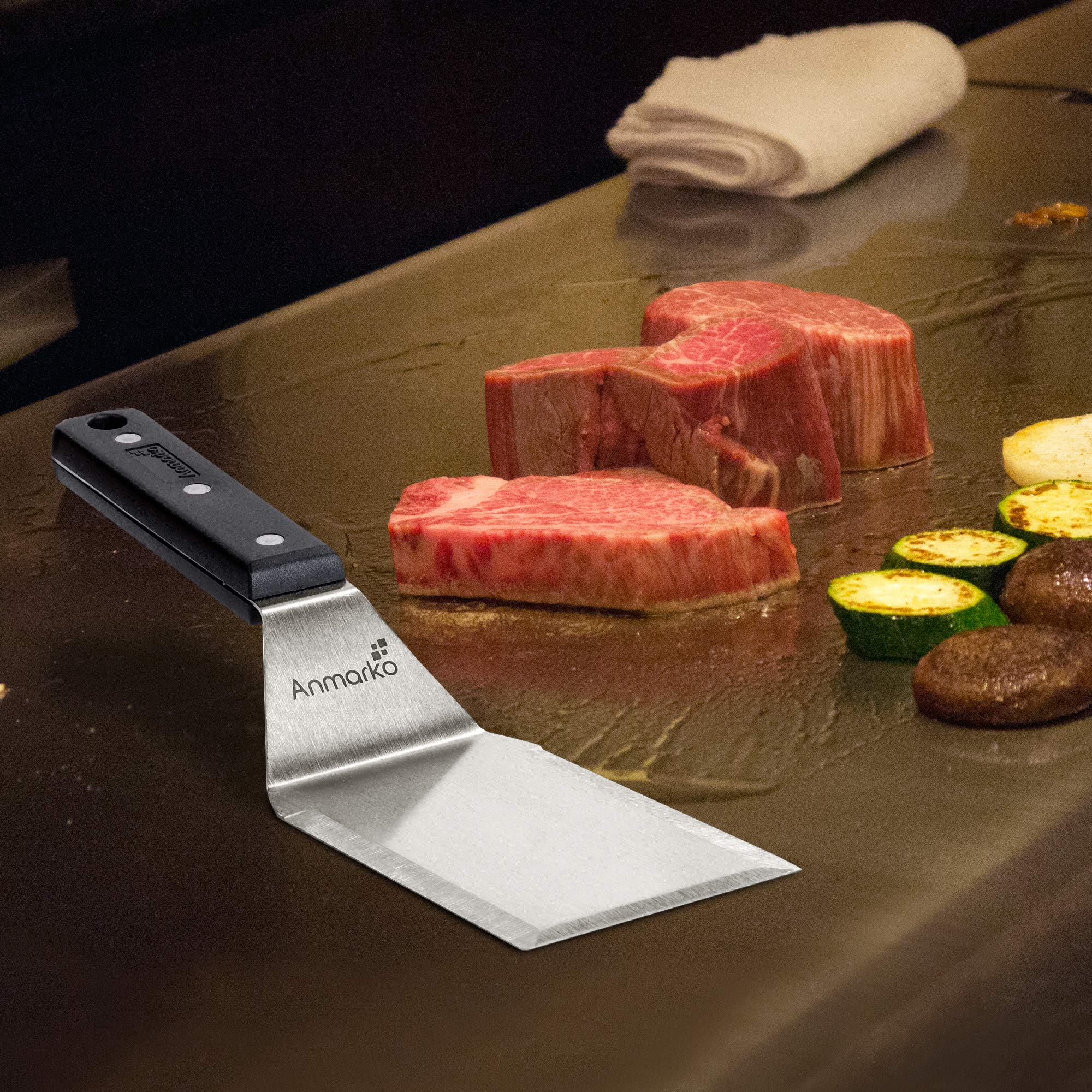 Grill Spatula Set - Long Metal Spatula Spatula - Griddle Scraper and Pancake Flipper or Pizza Spatula - Offset Spatula - Stainless Steel Utensil Great for BBQ Grill Flat Top