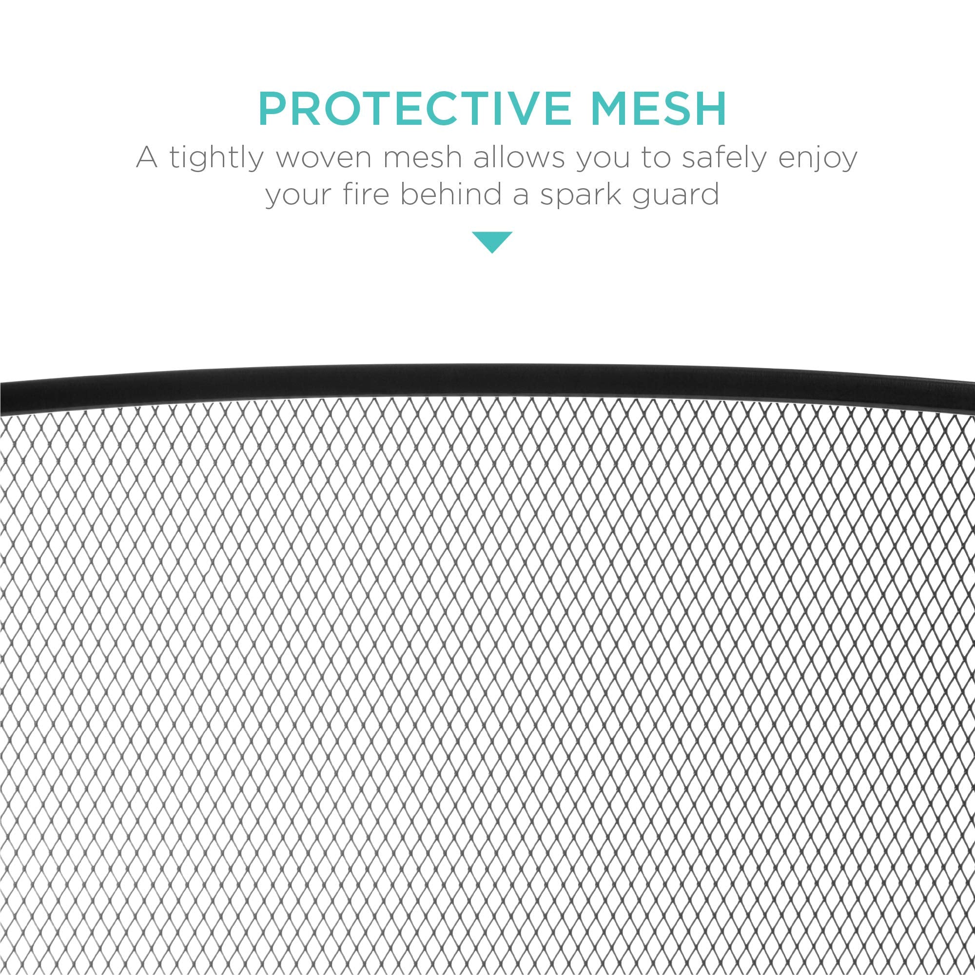 Best Choice Products 47.5X27.25In 3-Panel Simple Steel Mesh Fireplace Screen, Fire Spark Guard Grate For Living Room Home Decor