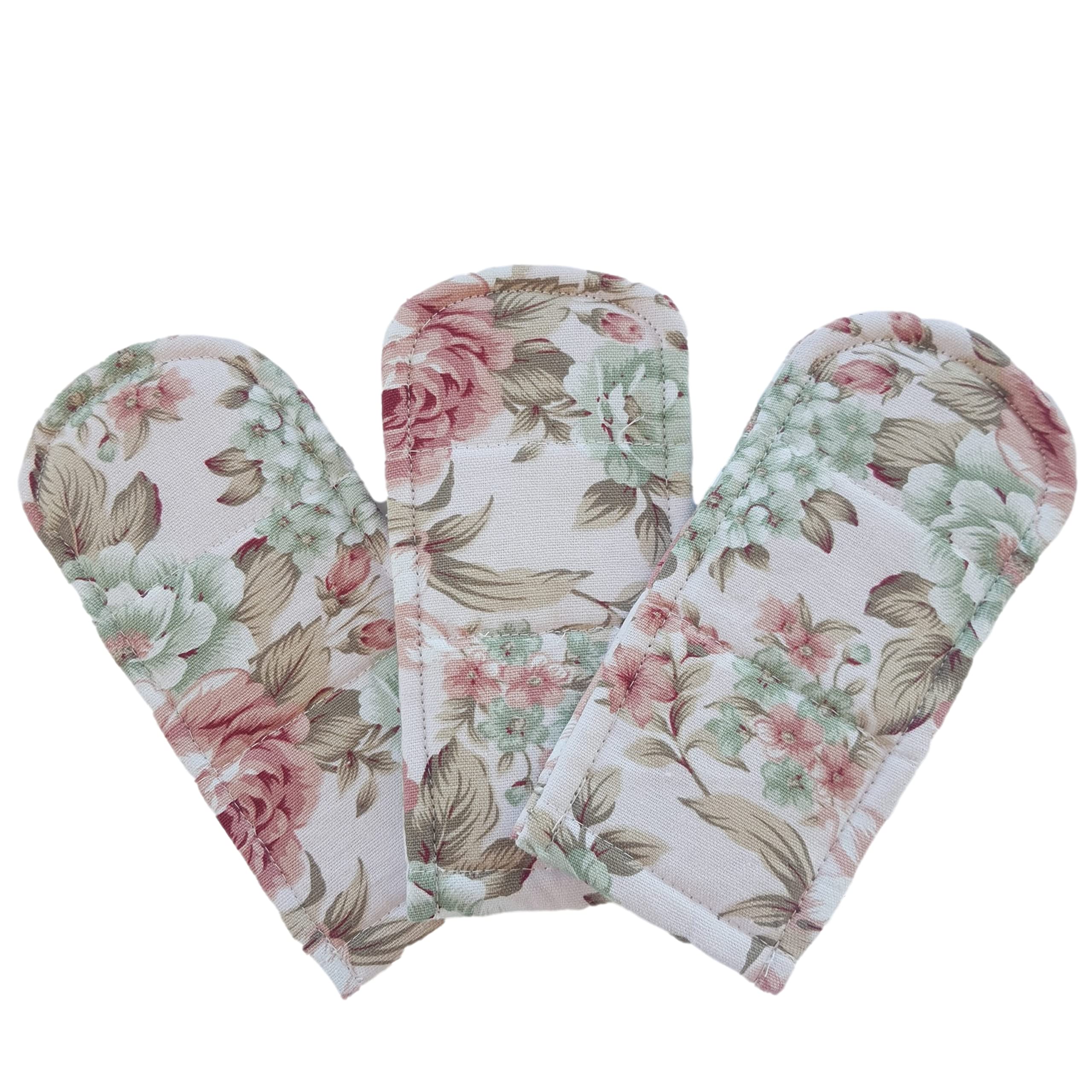 Cushystore 3X Pan Handle Holder Cover Canvas Holders Heat Resistant Anti-Scalding Protector (Pink Rose Garden)