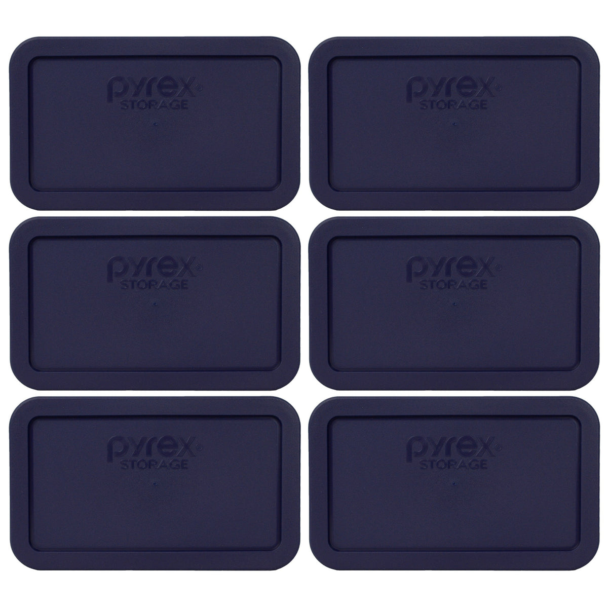 Pyrex 7214-Pc 4.8 Cup Dark Blue Rectangle Plastic Food Storage Lid - 6 Pack Made In The Usa