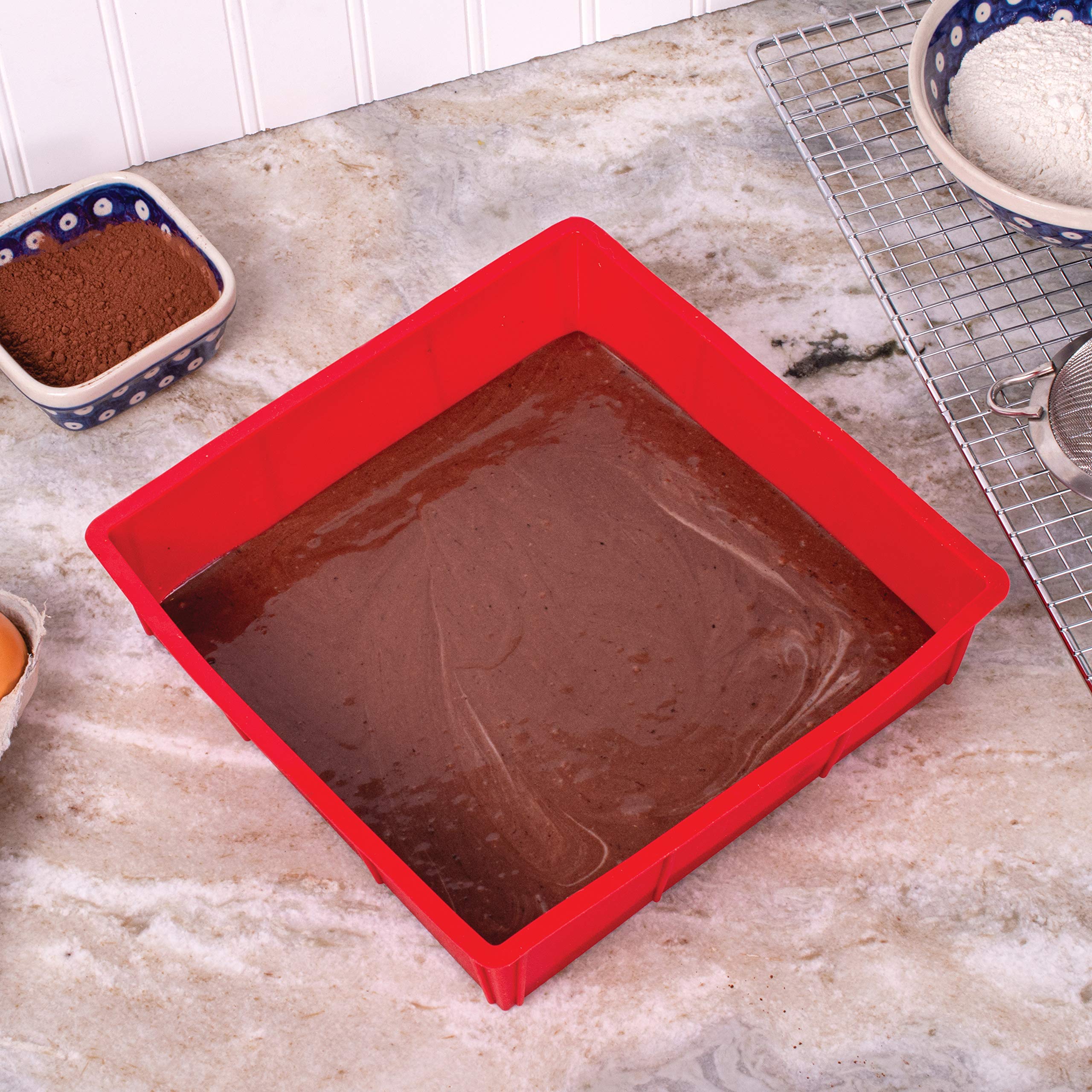 Mrs. Anderson's Baking Silicone 9-Inch Square Cake Pan  BPA Free  Non-Stick European-Grade Silicone  9 x 9-Inches