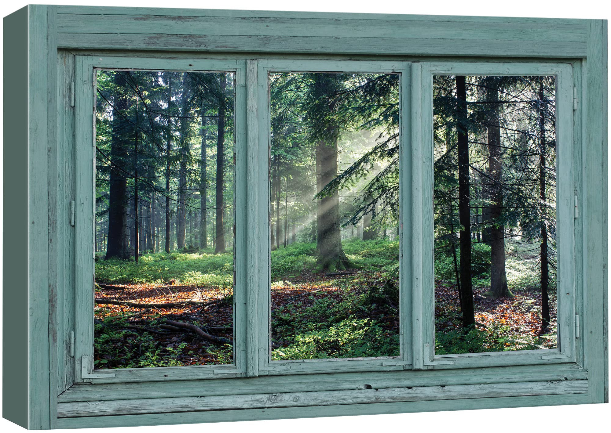 Wall26 Canvas Print Wall Art Window View Of Sunlight In The Forest Nature Wilderness Photography Realism Rustic Landscape Colorf