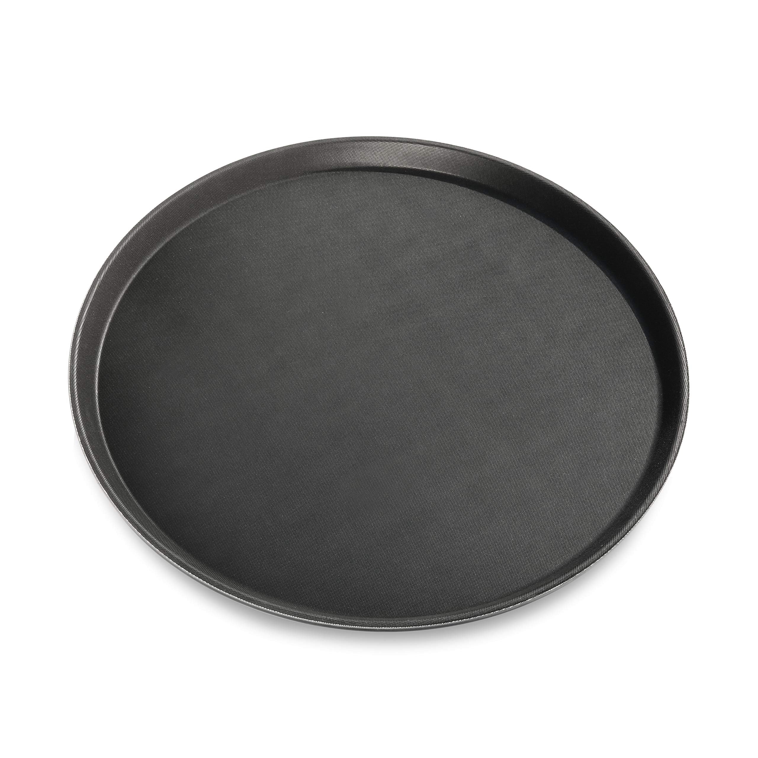New Star Foodservice 25217 Restaurant Grade Non-Slip Tray, Plastic, Rubber Lined, Round (16-Inch, Black)