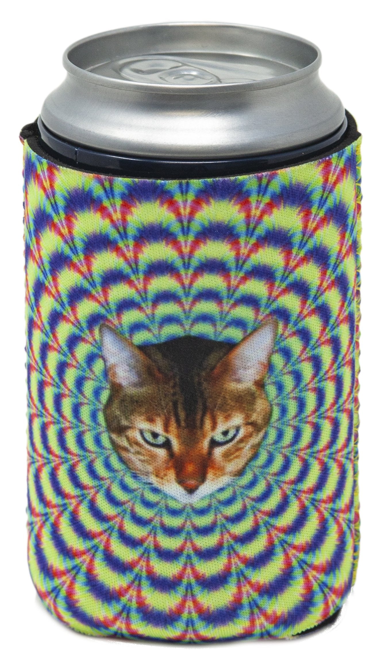 Funny Guy Mugs Psychedelic Cat Collapsible Neoprene Can Coolie - Drink Cooler