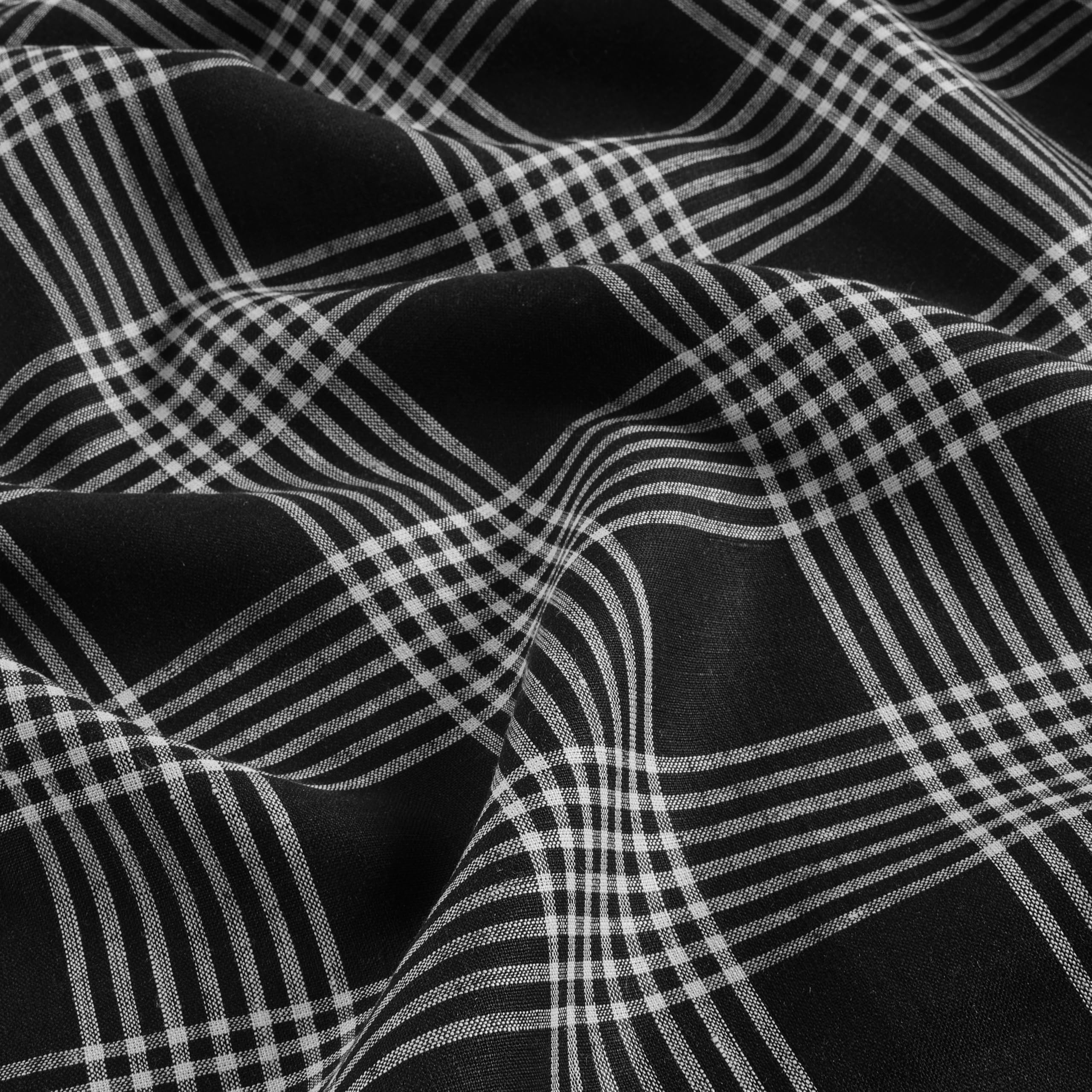 Solino Home Linen Square Plaid Placemats Set Of 4 - 100% Pure Linen Black And White Glen Check Cloth Placemats 14 X 14 Inch - Wa