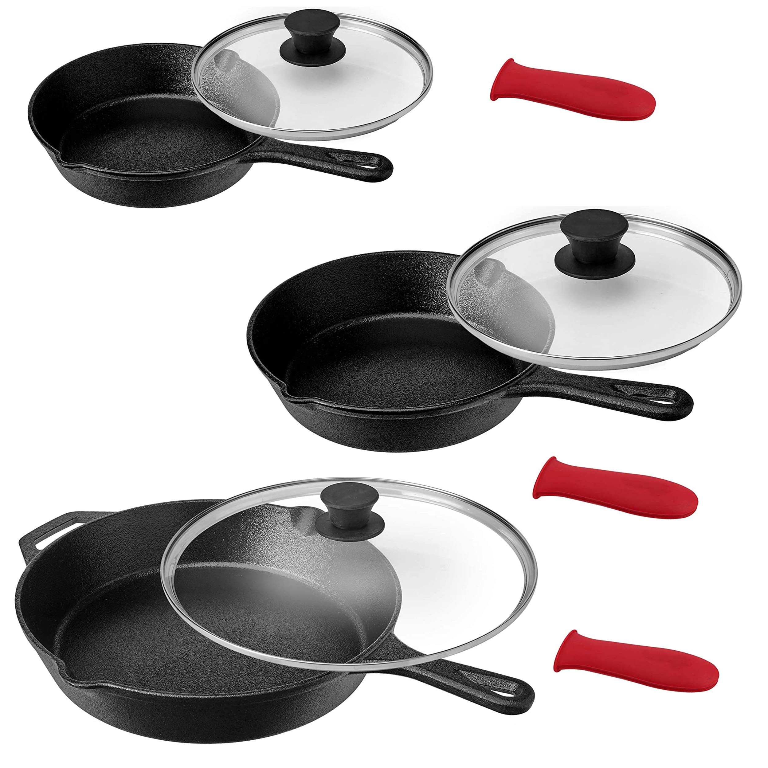MegaChef Pre-Seasoned 9 Piece Cast Iron Skillet Set