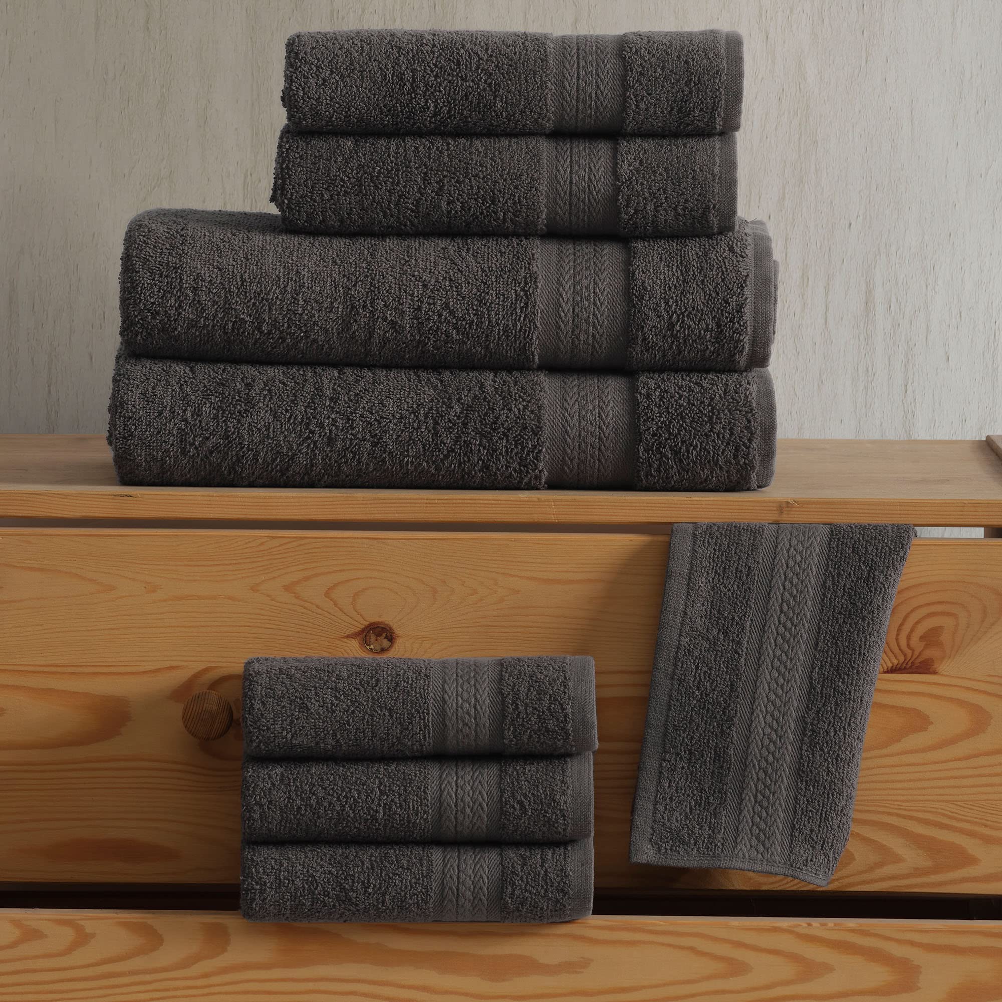 REGAL RUBY 4 Pack Grey Bath Towels Quick-Dry High Absorbent 100% Turkish Cotton Towel for Bathroom  Guests  Pool  Gym  Camp  Travel  College Dorm  Shower