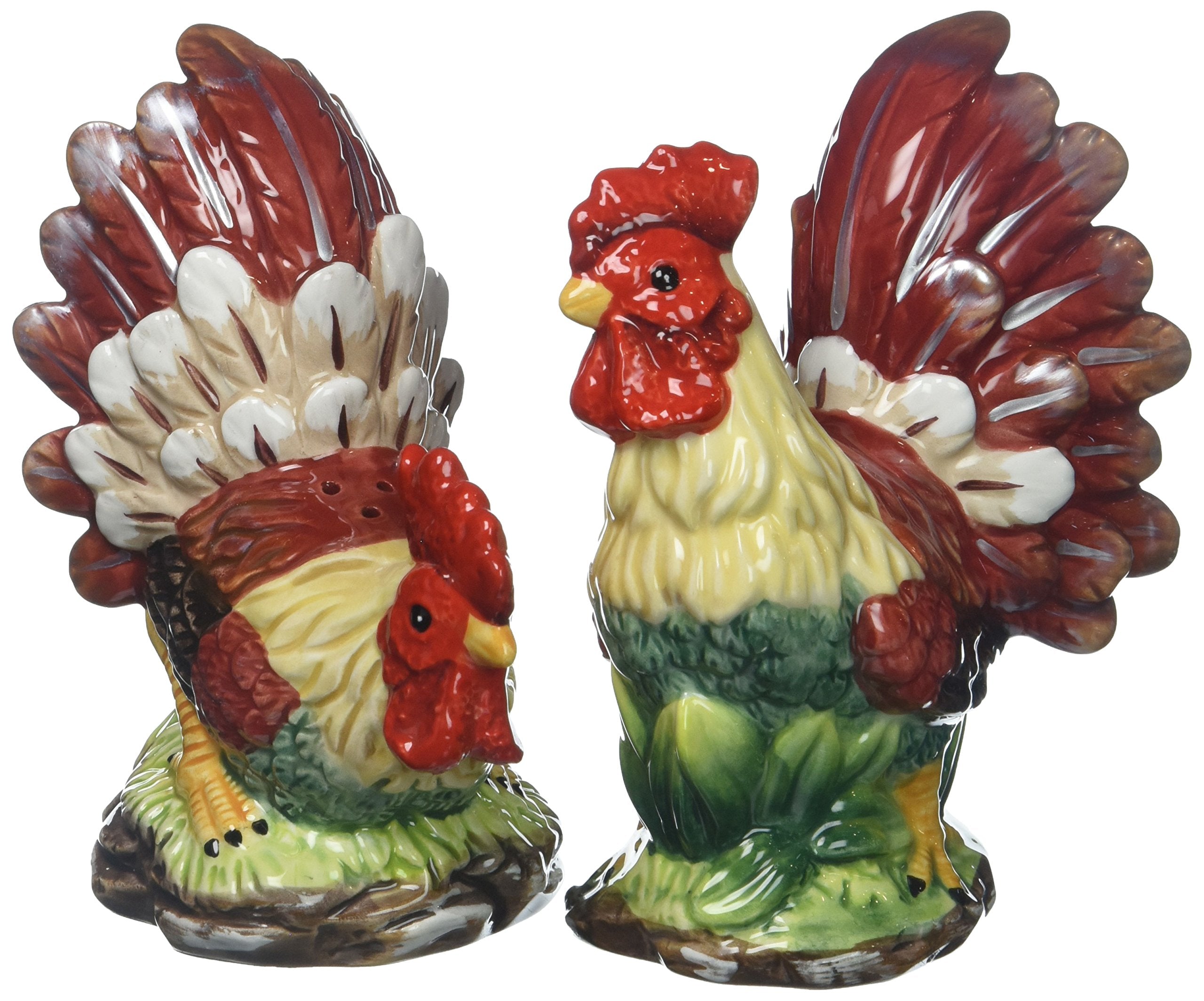 Appletree Design A Day In The Country Rooster Salt And Pepper Set, 4-1/2-Inch, 4-3/8-Inch