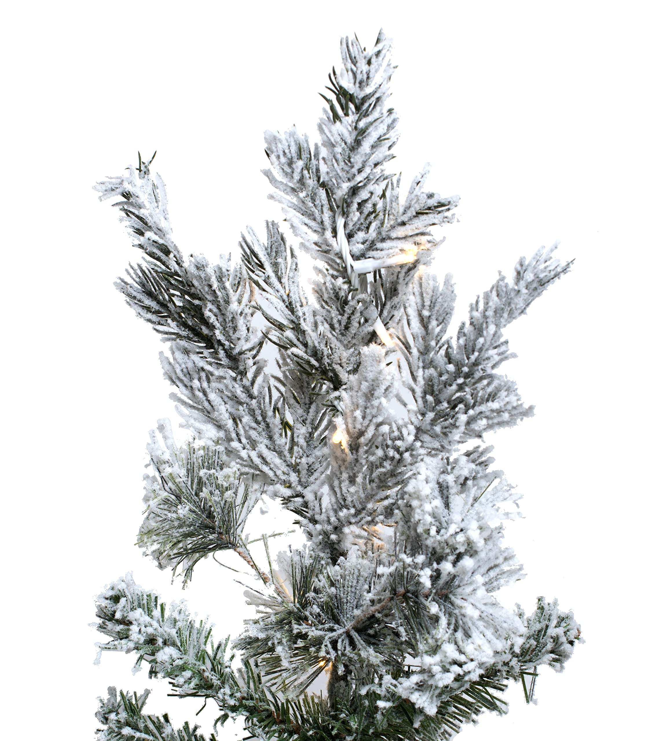 Vickerman 7.5' Flocked Sierra Fir Artificial Christmas Tree, Pure White LED Dura-Lit Lights - Lifelike Indoor Seasonal Home Deco