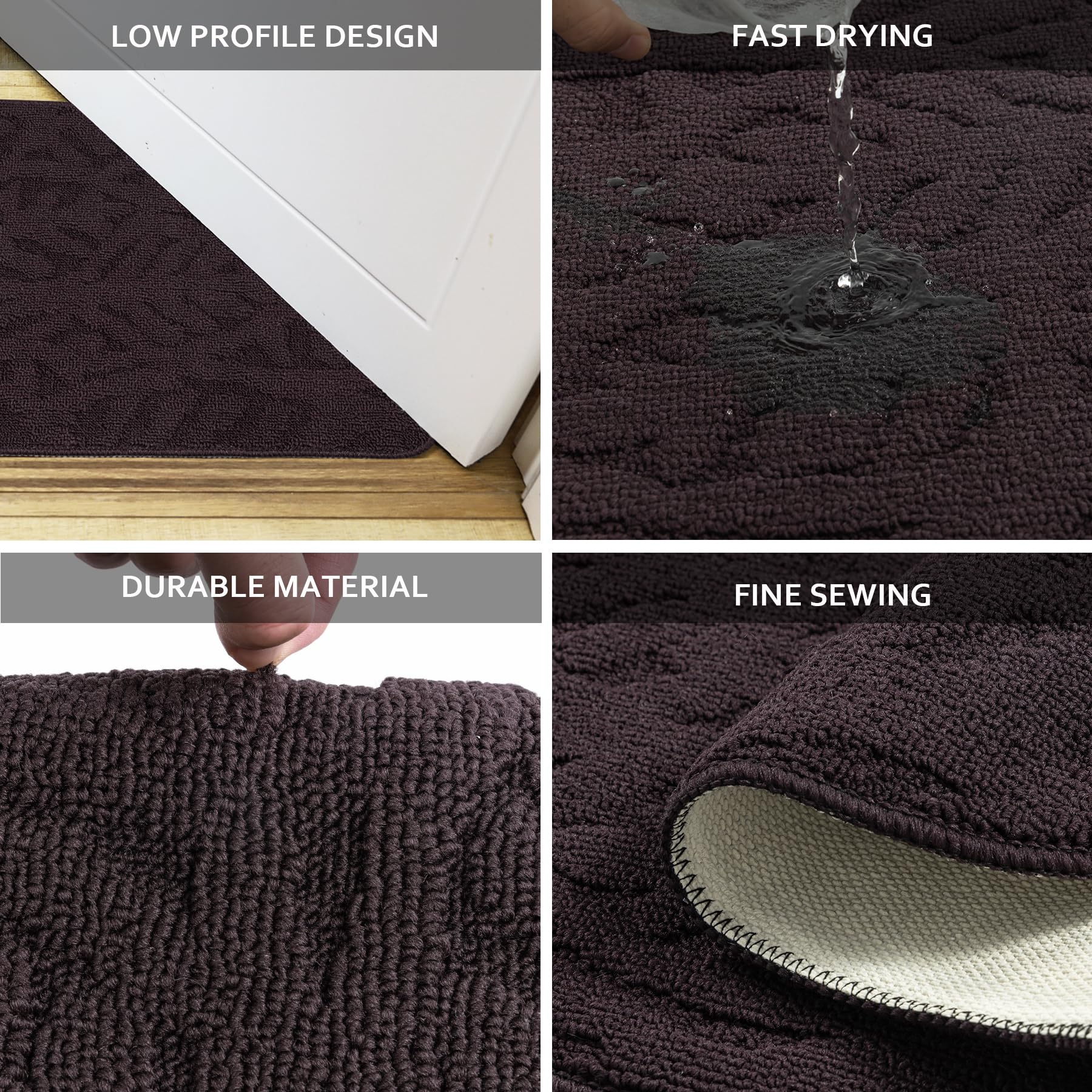 Toonow Indoor Doormats Front Door Mat,32 ''X17, Low-Profile Machine Washable Kitchen Rug, Absorbent Mud Half Round Entrance Mat