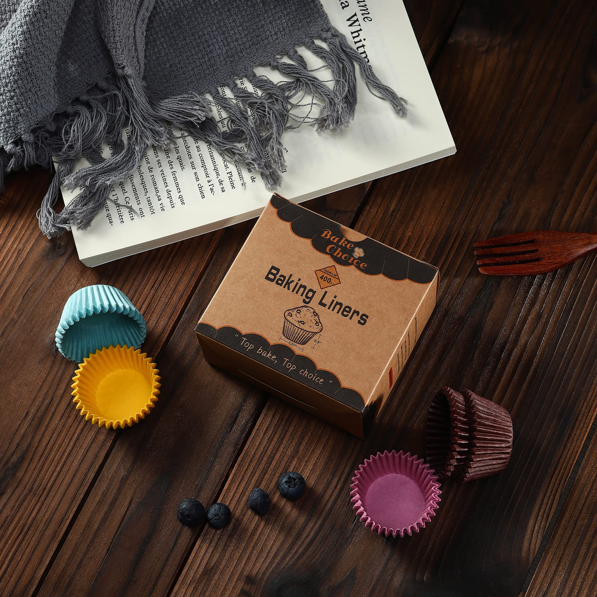 Bake Choice Non-Stick 400Pcs Mini Cupcake Liners For Baking, Natural Parchment Mini Muffin Liners For Mini Muffin Pan, Mini Cupc