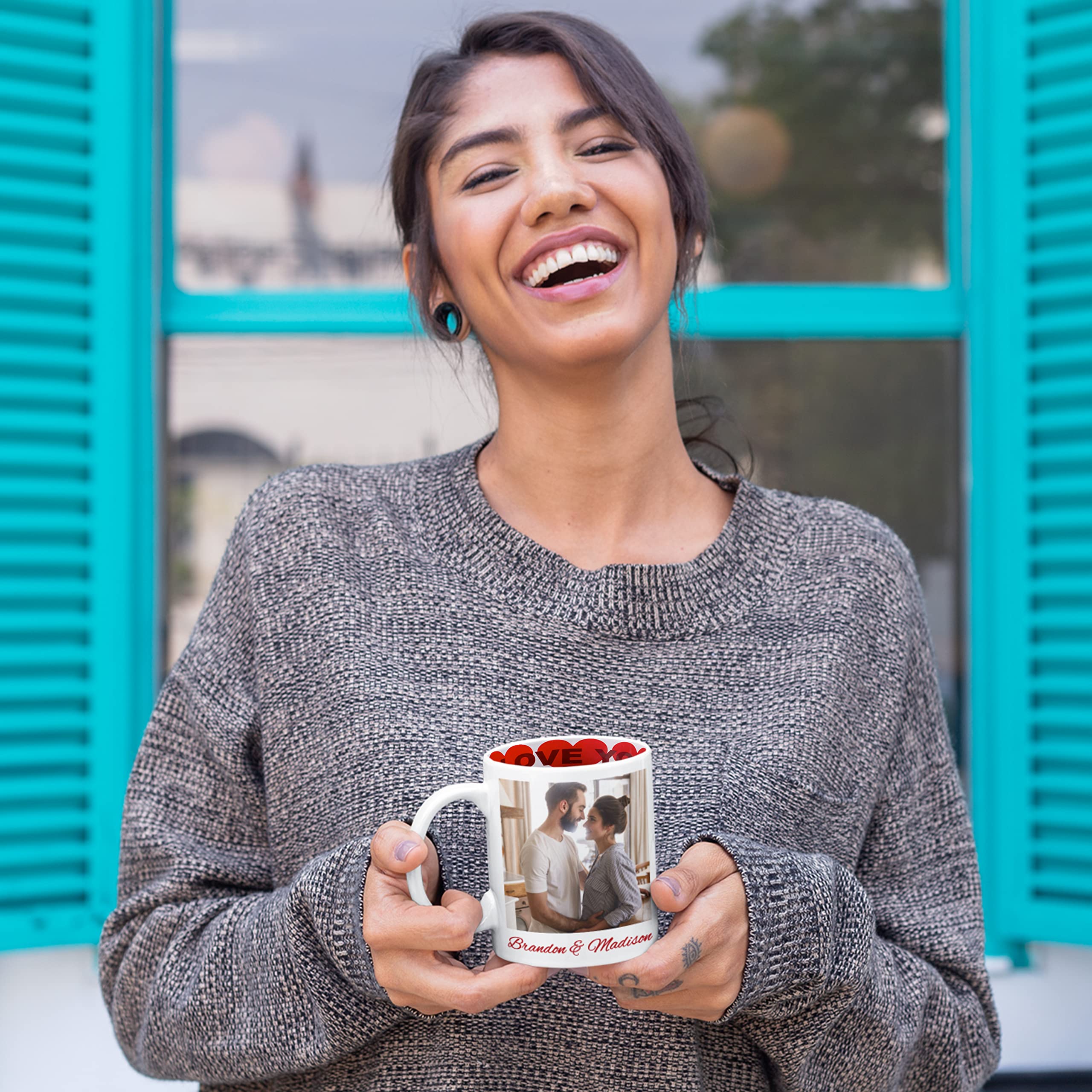 custom Love Mug - Personalized11 oz I Love You coffee Mug with Picture and Optional Text - Valentines gifts for Her, Him - Husba