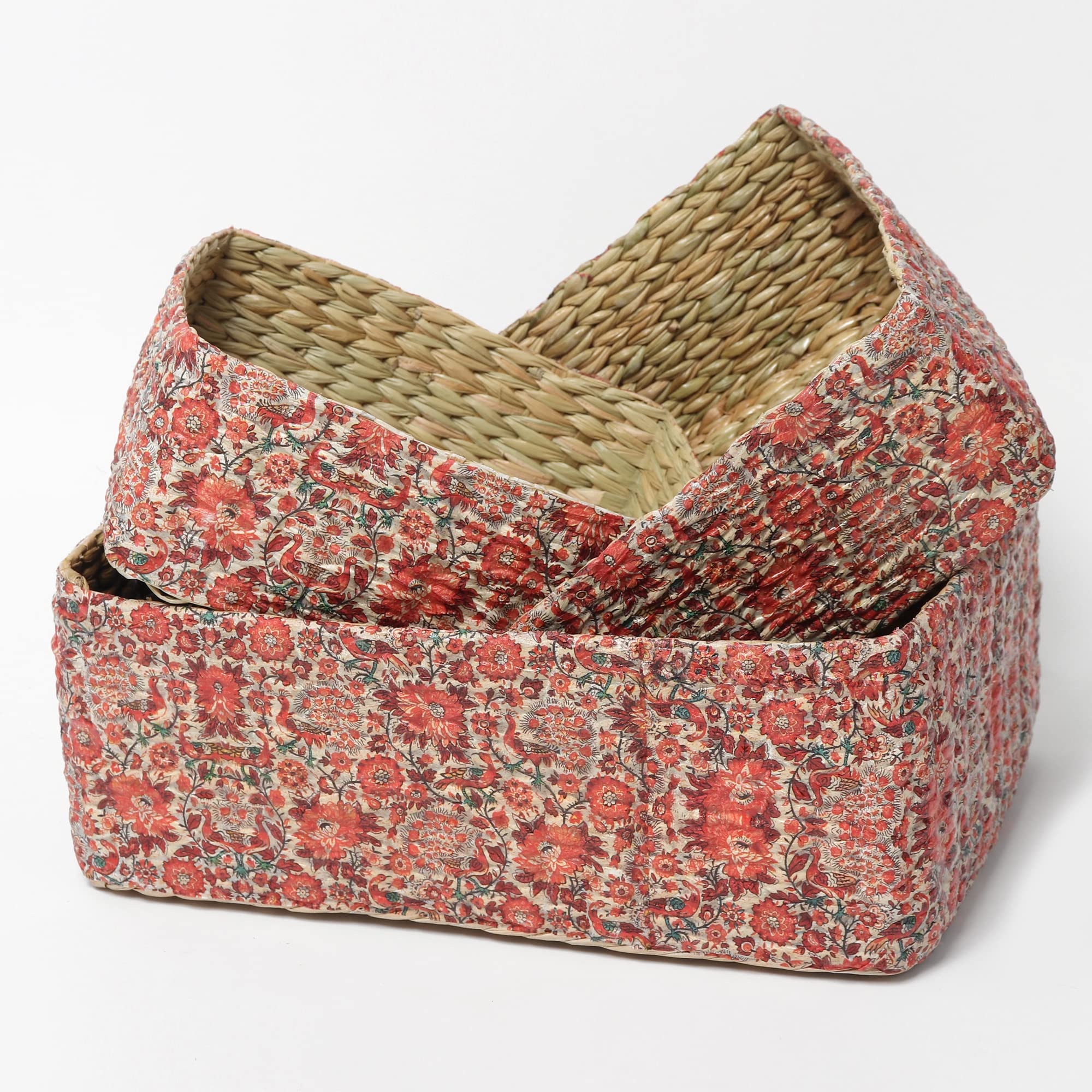 Habere India-All the Cultures Fabricating India Cane Basket | Gift Hamper Basket | Wardrobe Basket | Jute Baskets | Bathroom Org