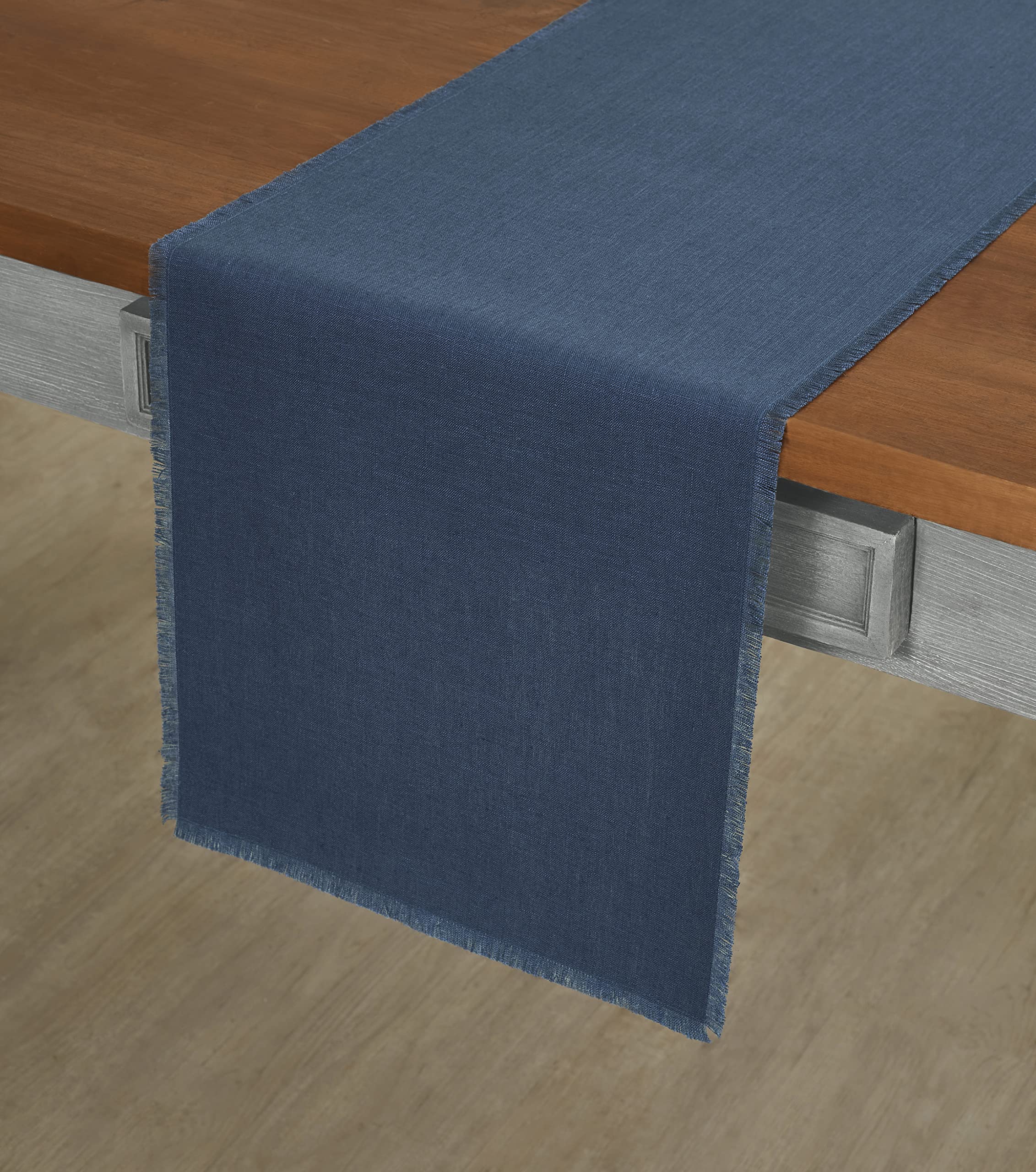 Solino Home Linen Table Runner 14 X 90 Inch - 100% Pure Linen Vintage Blue Table Runner For Spring, Summer, Memorial Day, Dining