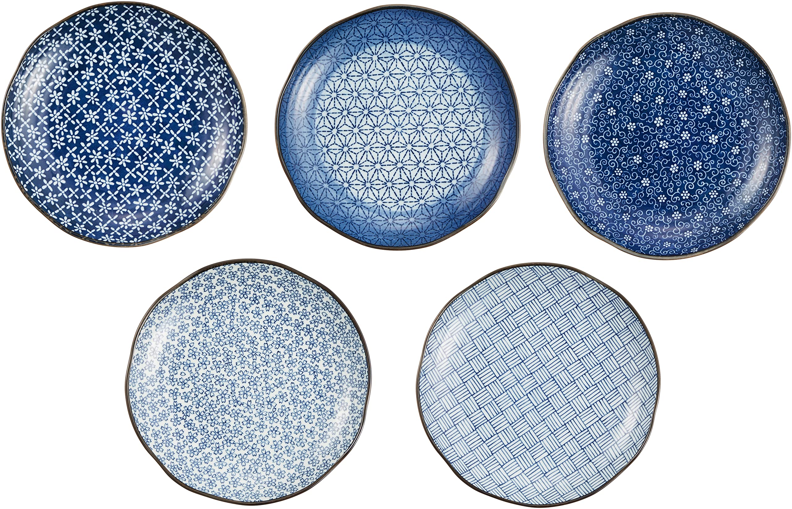 ????(Saikaitoki) Saikai Pottery 52635 Chrysanthemum Shape No. 8 Plate Set, Modern Dyed Pattern, Diameter 10.0 inches (25.5 cm), 