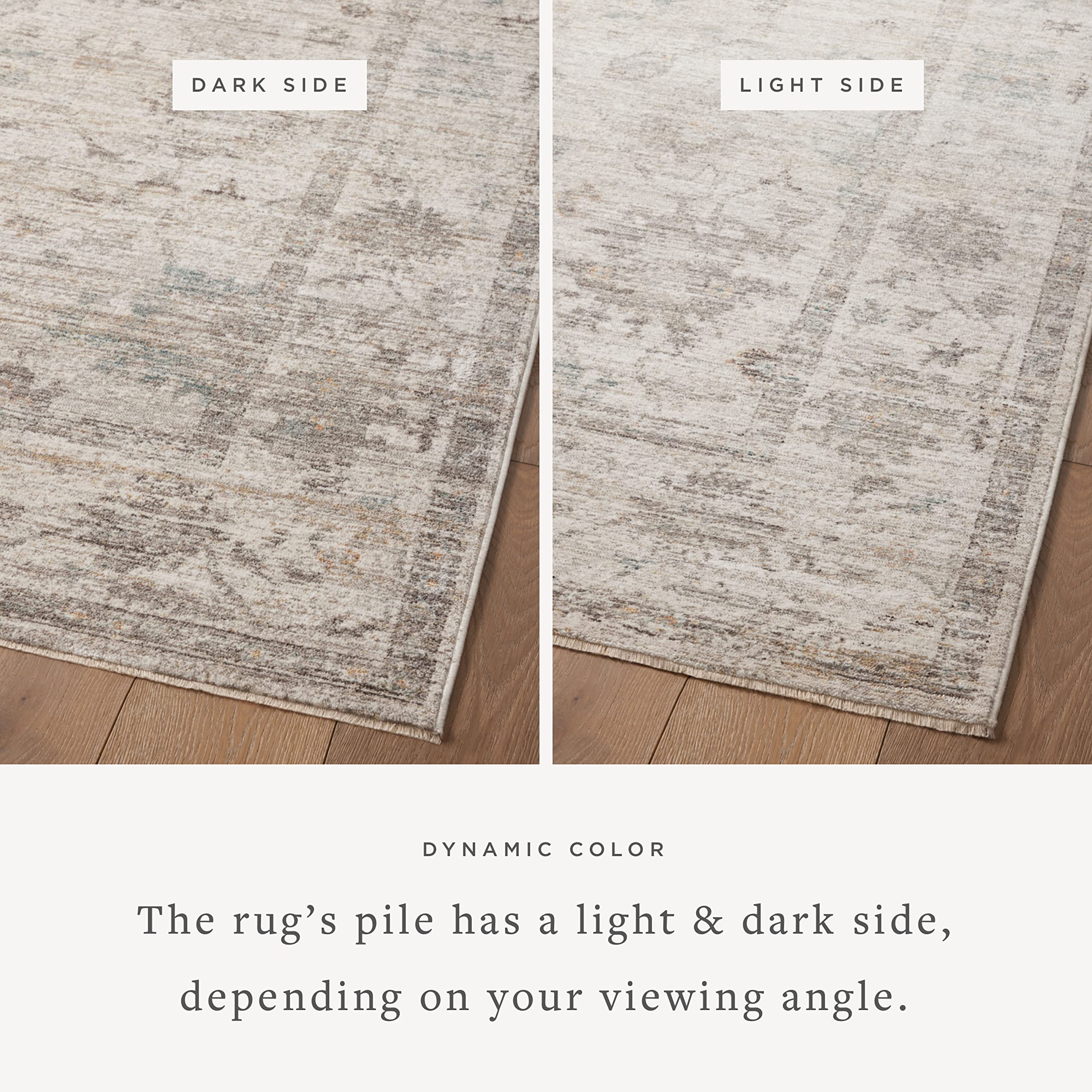 Loloi Magnolia Home by Joanna Gaines Millie Collection MIE-01 Silver/Dove 7-10 x 10, .25 Pile Height, Area Rug