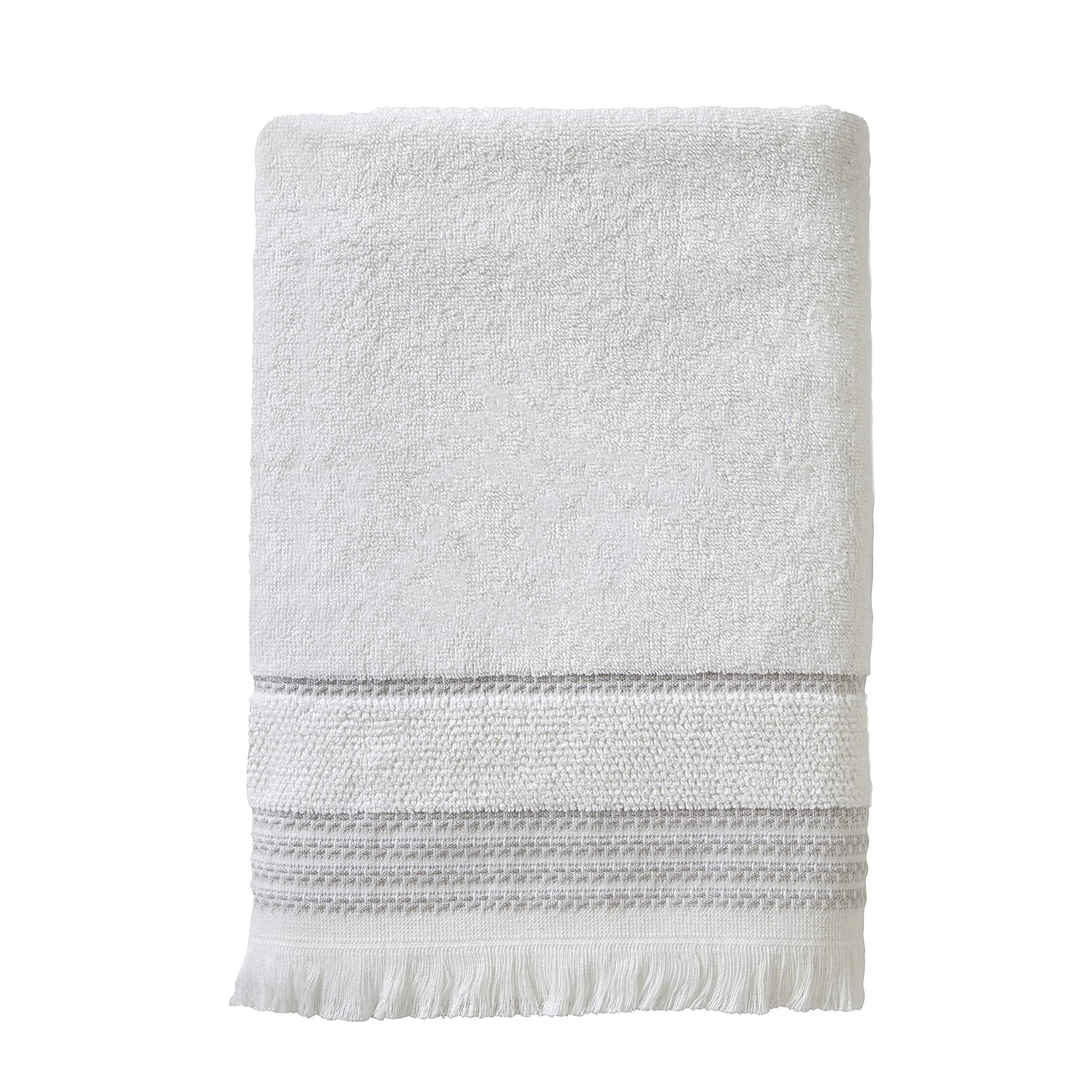 Skl Home Casual Fringe Bath Towel Set, Small, White 2 Count