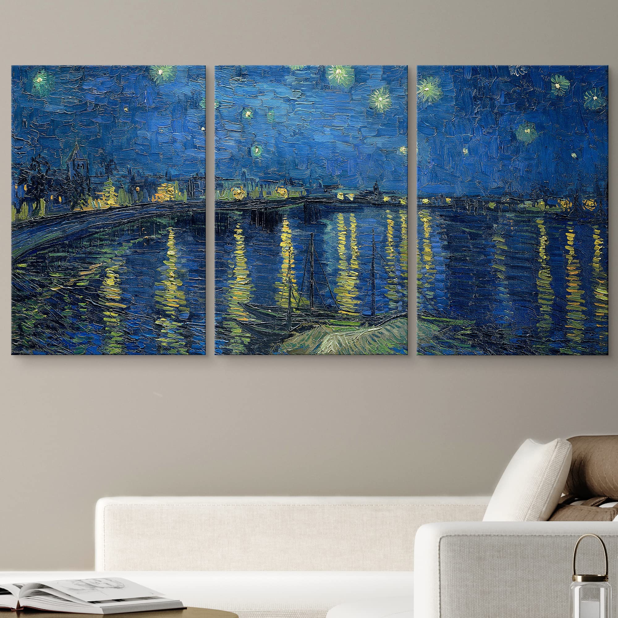 Wall26 Canvas Print Wall Art Set Starry Night Over The Rhone By Vincent Van Gogh Nature Wilderness Illustrations Fine Art Relax/