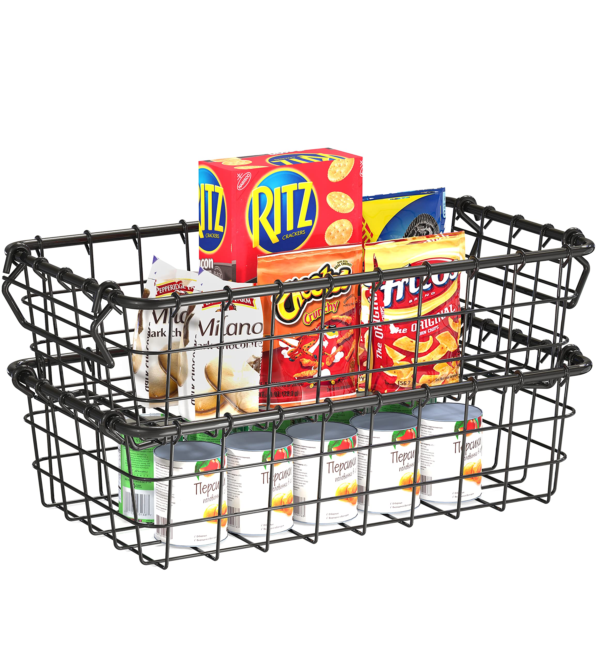 Simplehouseware 2 Pack Stackable Single Wire Basket, (8.9 X 15.5 X 4.3 In)