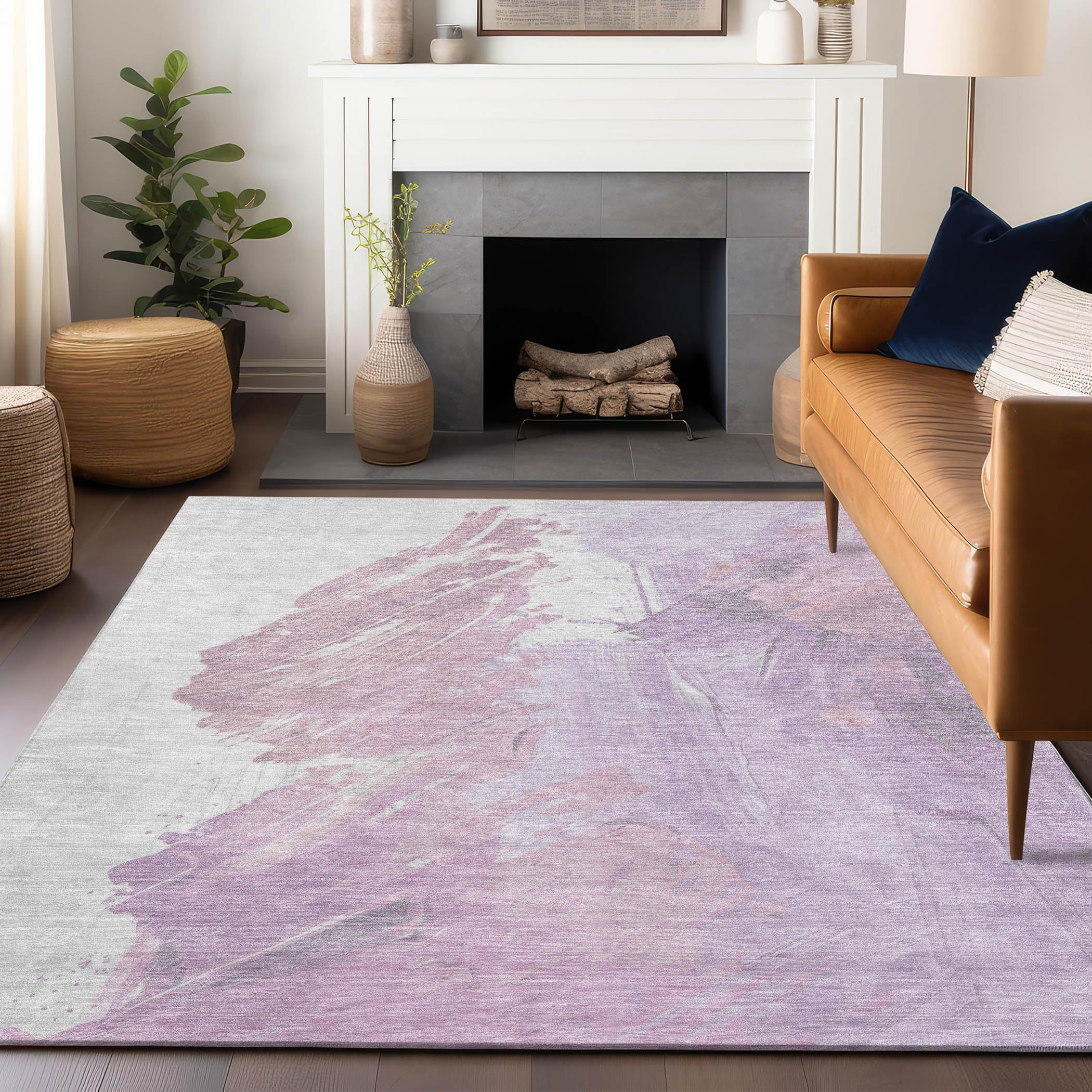 Machine Washable Indoor/Outdoor Chantille Lavender 9 x 12 Rug