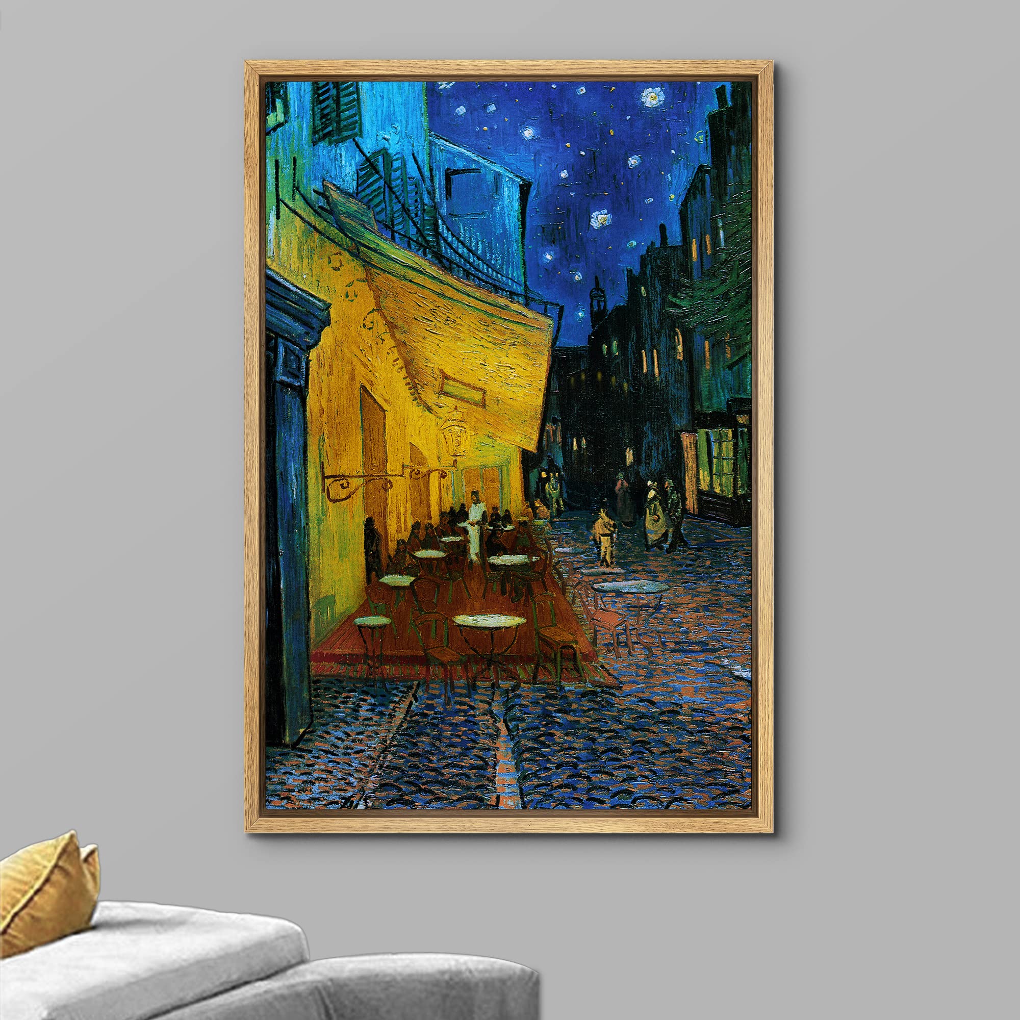 Wall26 Framed Canvas Print Wall Art Cafe Terrace At Night By Master Artist Vincent Van Gogh Nature Wilderness Illustrations Fine