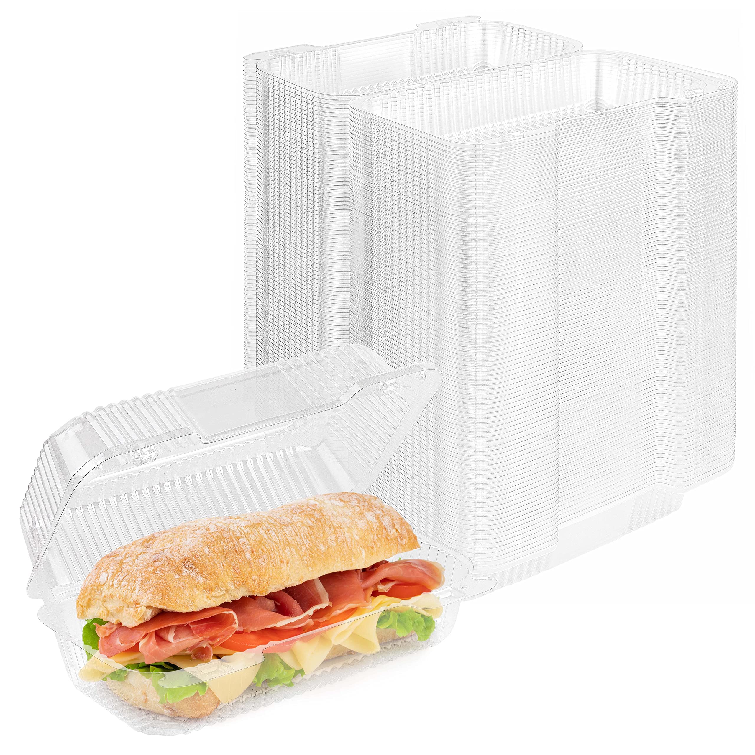 Stock Your Home Plastic 9 x 5 Inch ClamShell Takeout Trays (25 Count) - Dessert Containers - Plastic Hinged Food Container - Dis