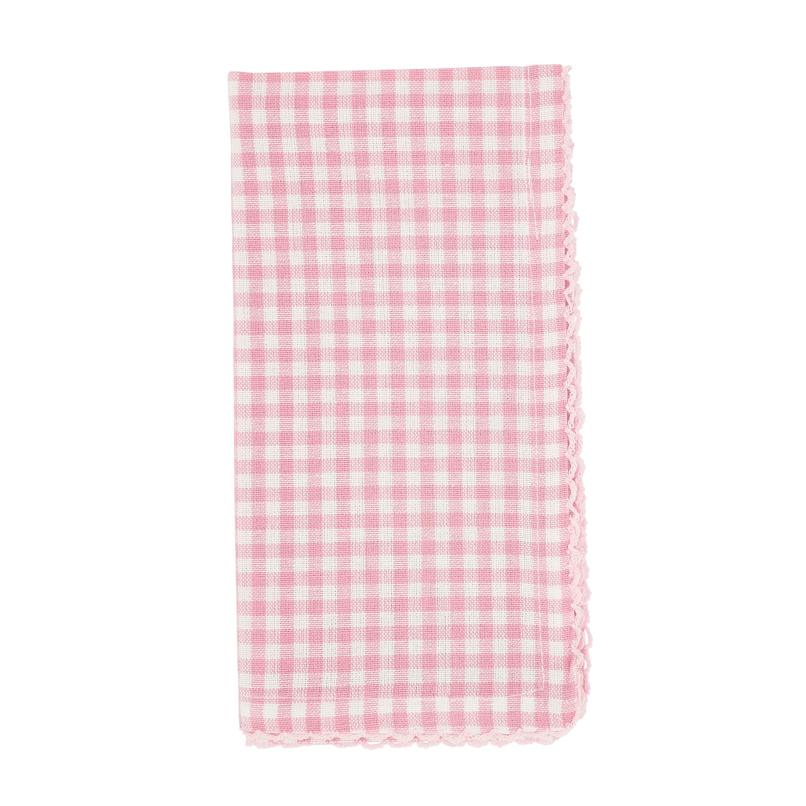 SARO LIFESTYLE Collection Gingham Design Table Napkins (Set of 4), 18, Pink