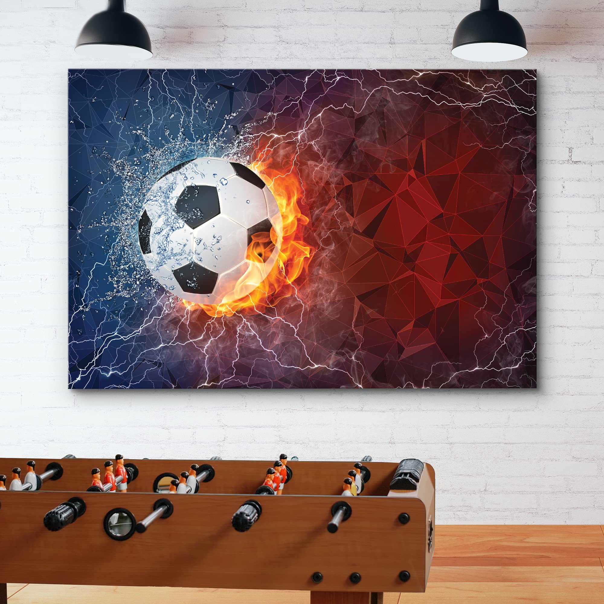 Wall26 Canvas Print Wall Art Blazing Soccer Ball Smashes Glass Sports Athletes Photography Realism Contemporary Scenic Urban Mul