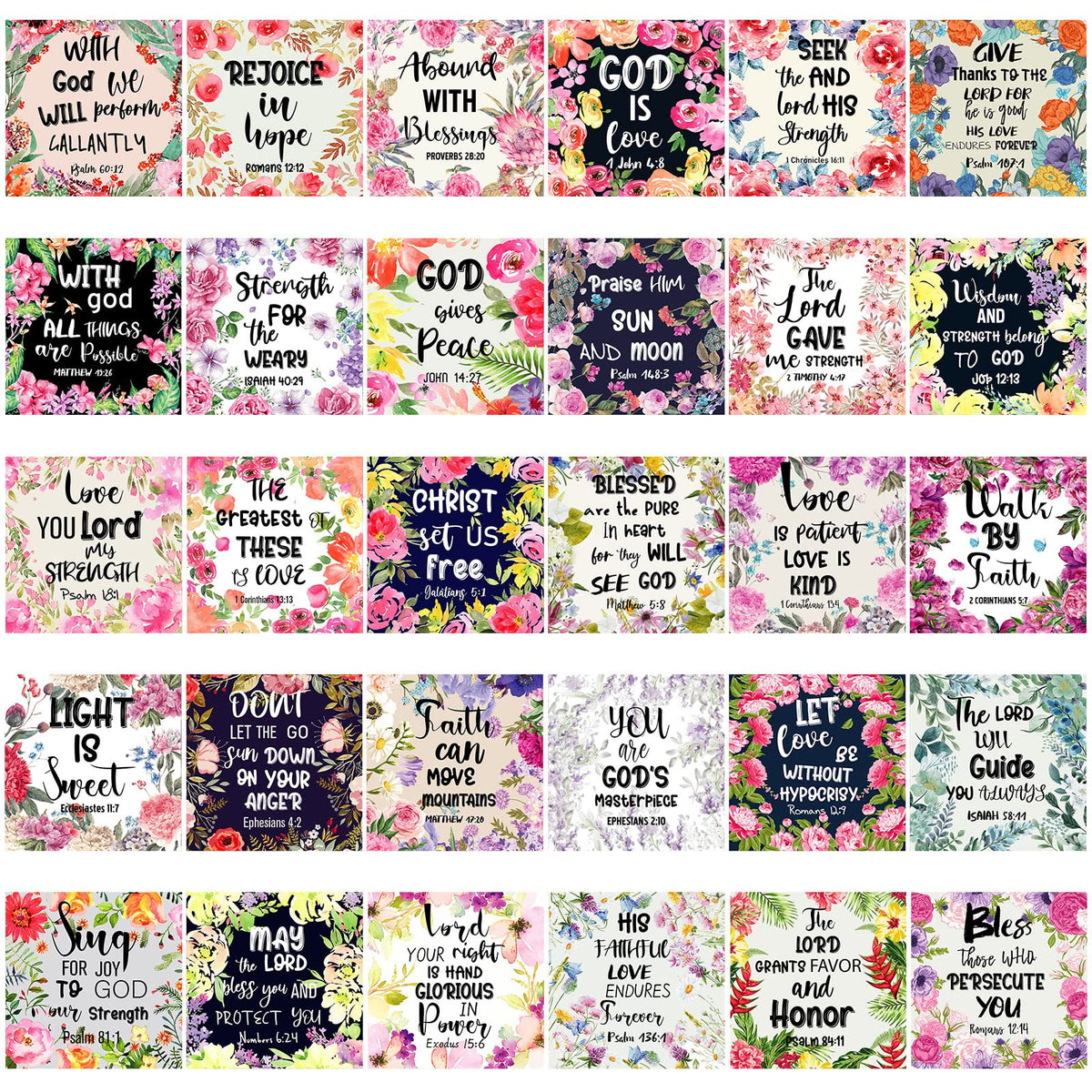 30 Pieces Inspirational Christian Magnets Bible Verses Refrigerator Magnets Floral Religious Motivational Fridge Magnet With Ful