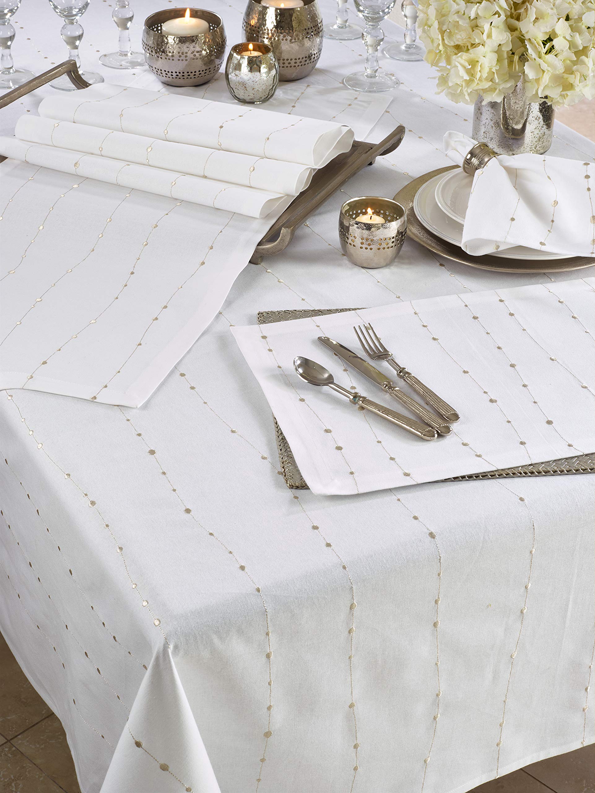 Saro Lifestyle Cristaux Collection Embroidered Design Napkins (Set Of 4), 20'', Silver