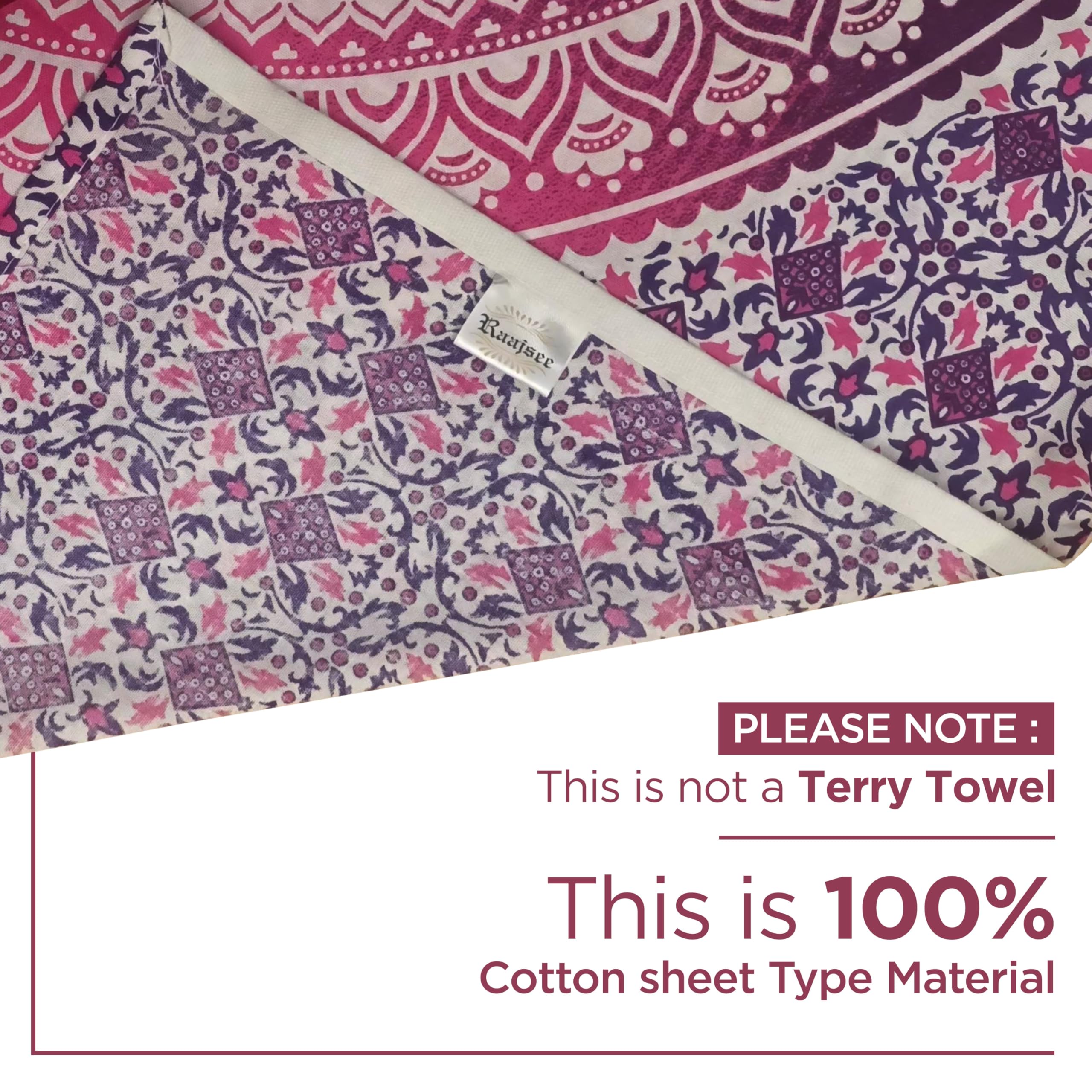 Raajsee Pink Round Beach Tapestry Hippie/Boho Beach Blanket Mandala Roundie/Indian Cotton Throw - Round Tablecloth/Home Decor/In