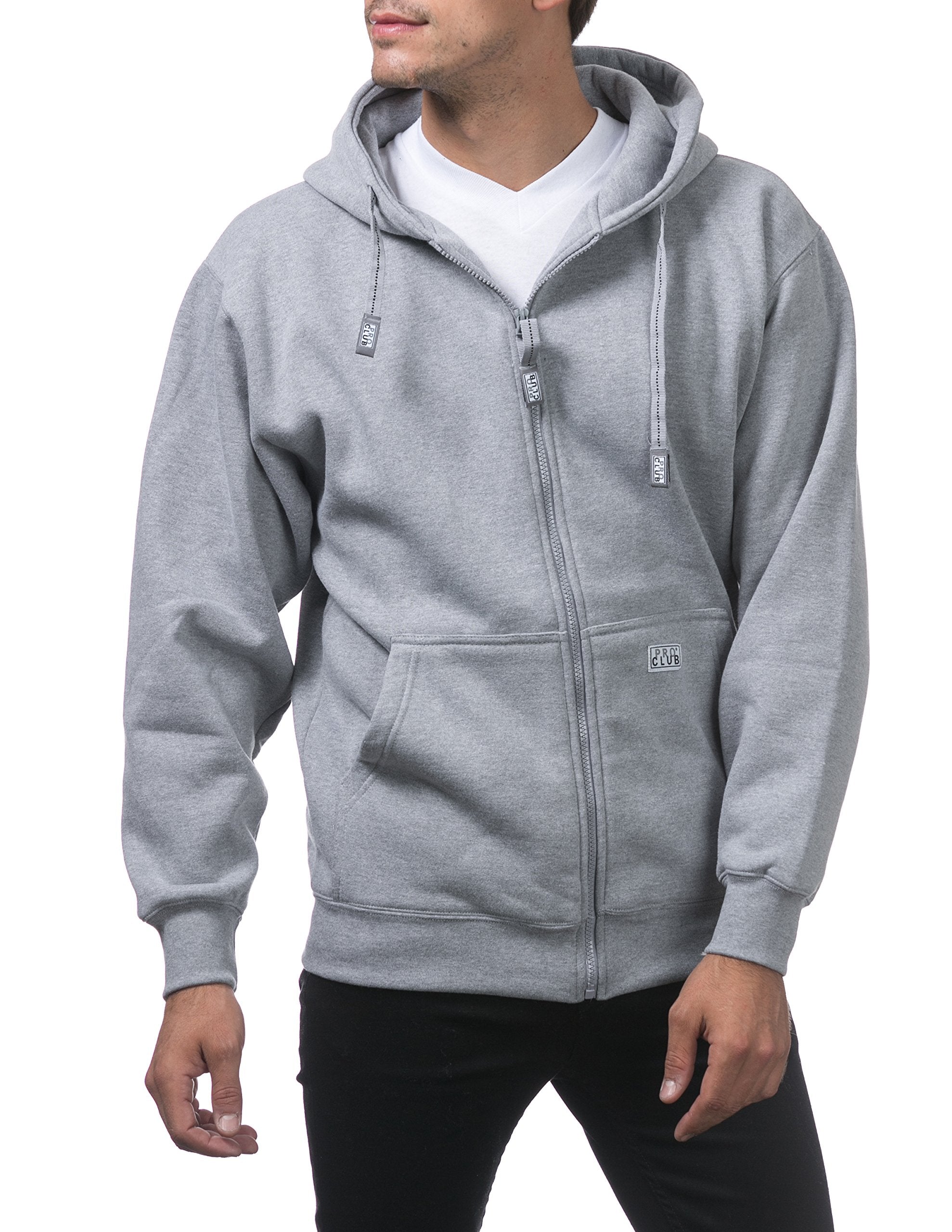 Pro Club Mens Heavyweight Full Zip Fleece Hoodie, Heather Gray, 7X-Large
