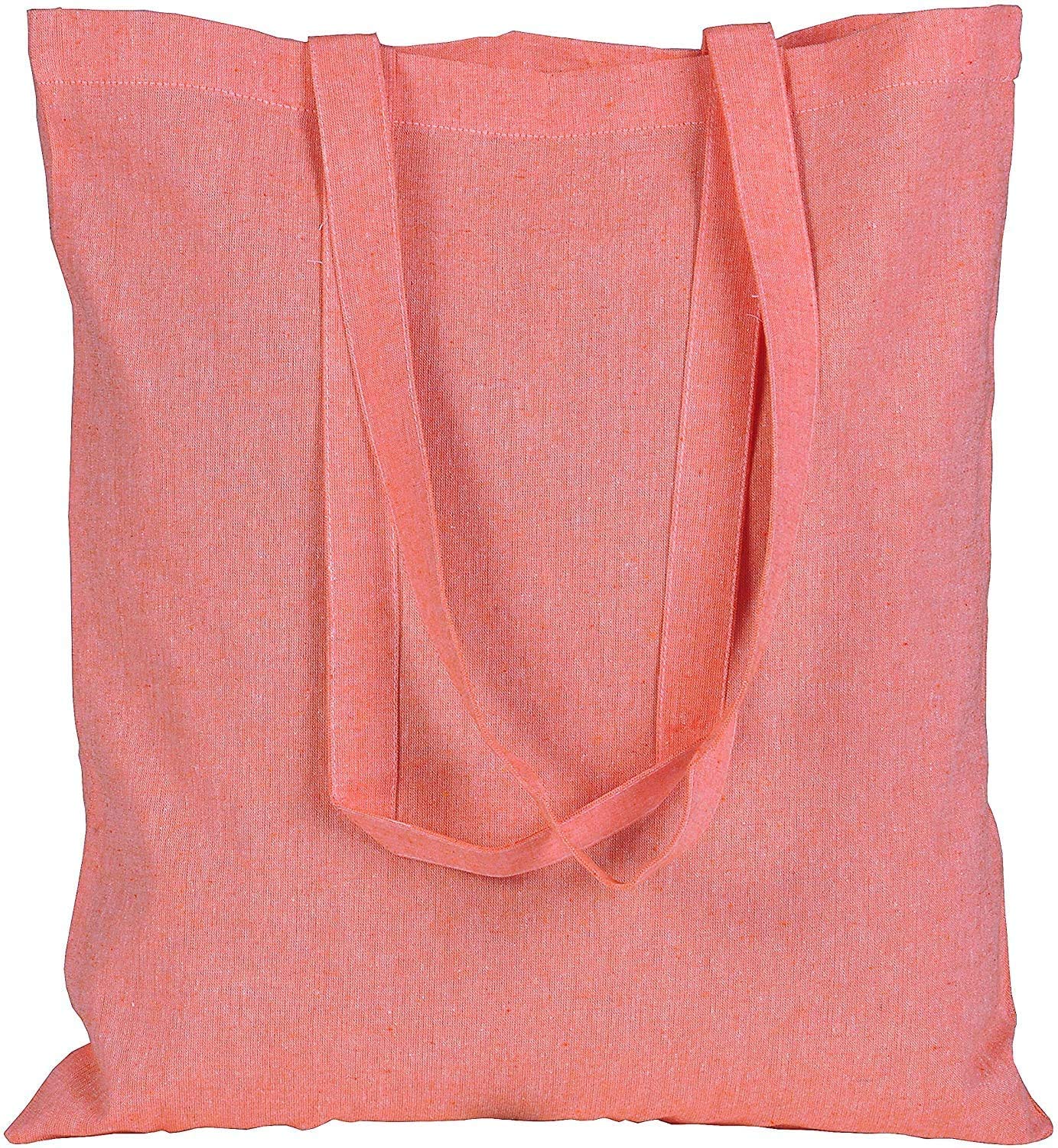 Atmos Green 12 Pack 15 X 16 Inch With Long Handle Assorted Colors 5.5 Oz Recycled Cotton Canvas Reusable Grocery Bags Eco Friend