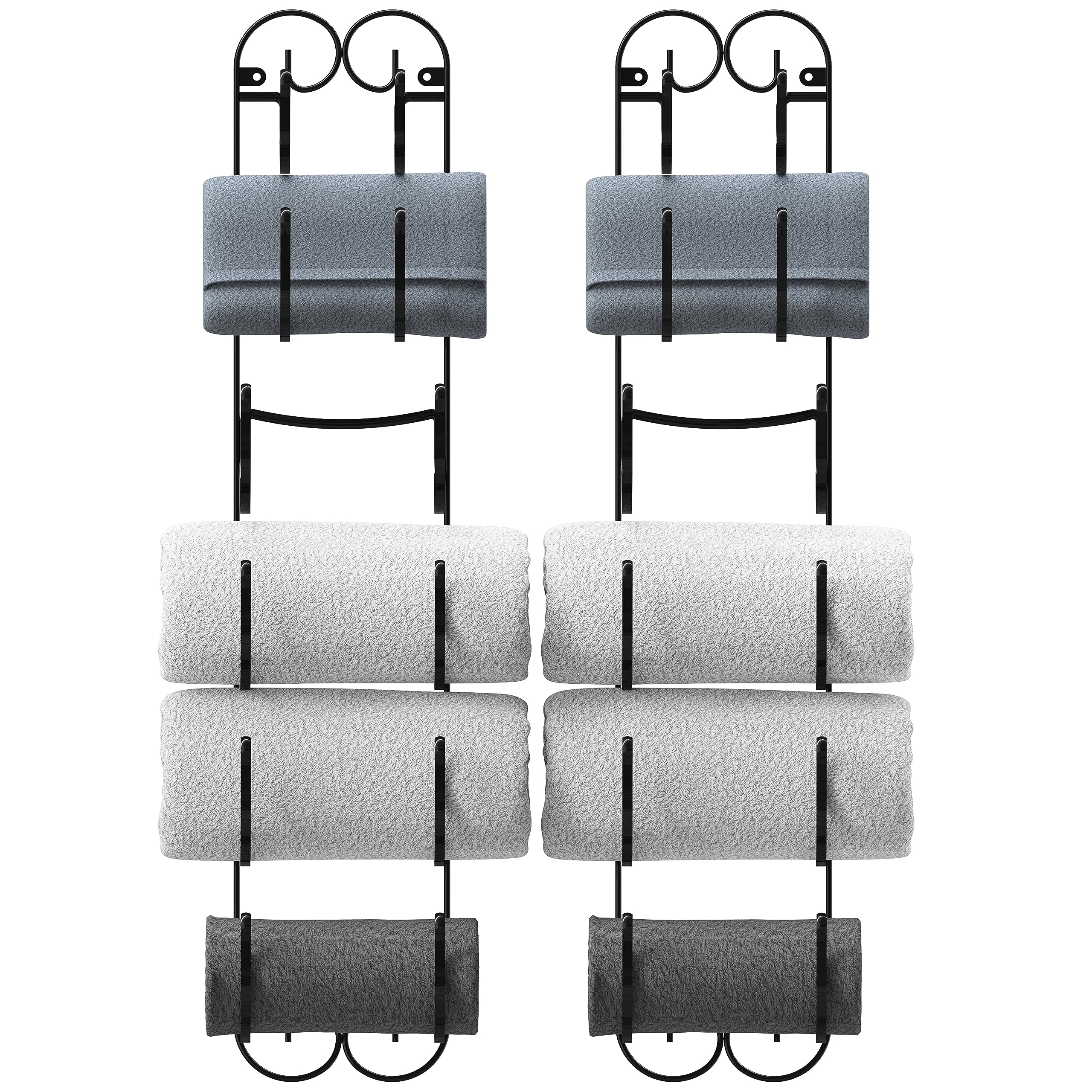 Deco Brothers 6-Tier Towel Rack, Wall Mounted Towel Holder, 2 Pack, Bronze