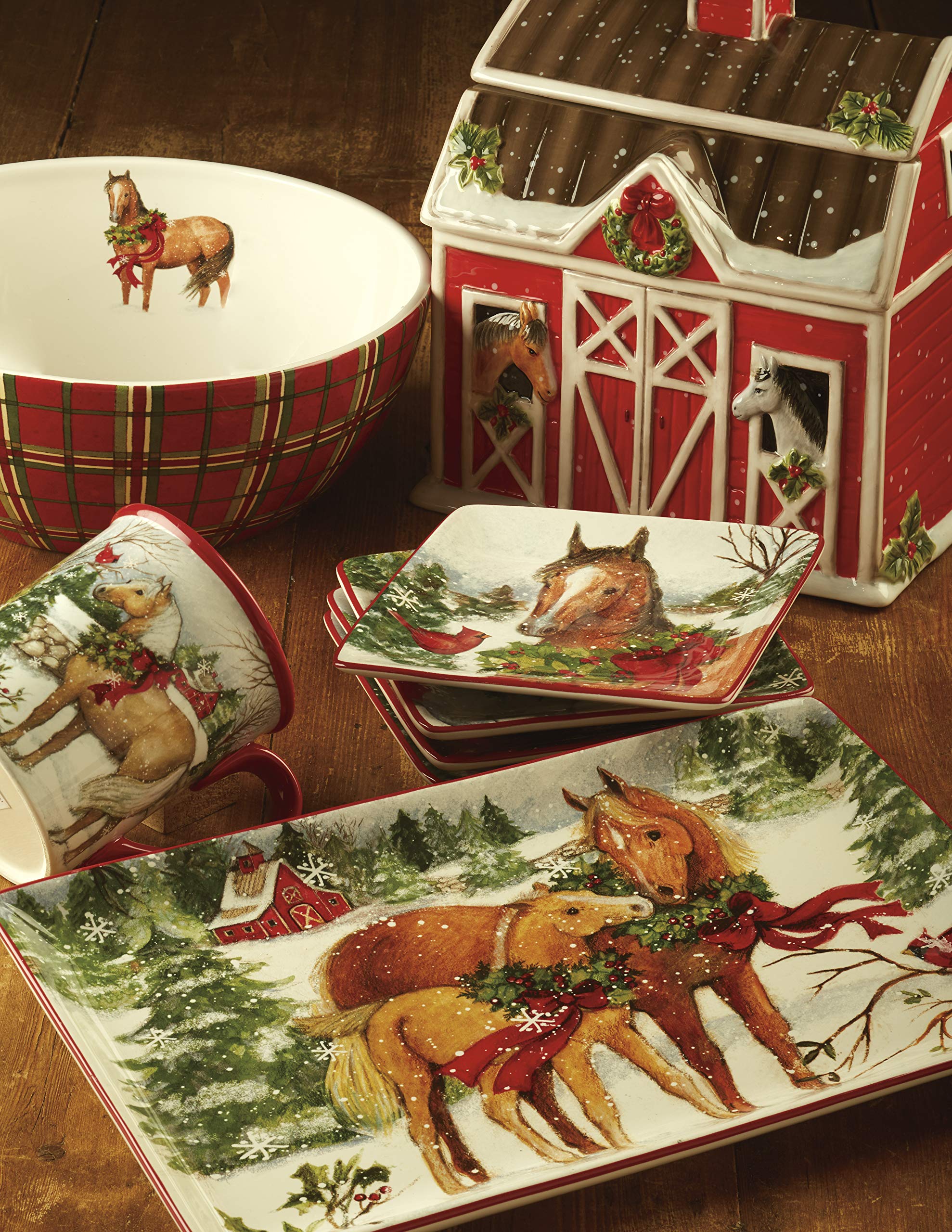 Certified International Christmas on The Farm Mug Set, 18 oz, 4 Assorted Designs, Multicolor, Model 22803SET4
