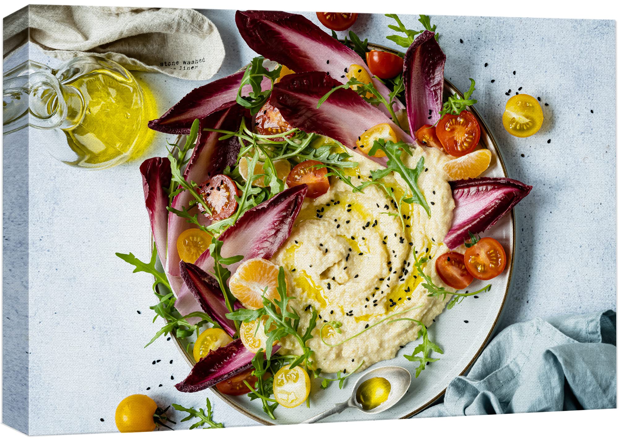 Wall26 Canvas Print Wall Art Olive Oil Fresh Hummus Endive Herb Dip Food & Cooking Kitchen Photography Realism Decorative Scenic