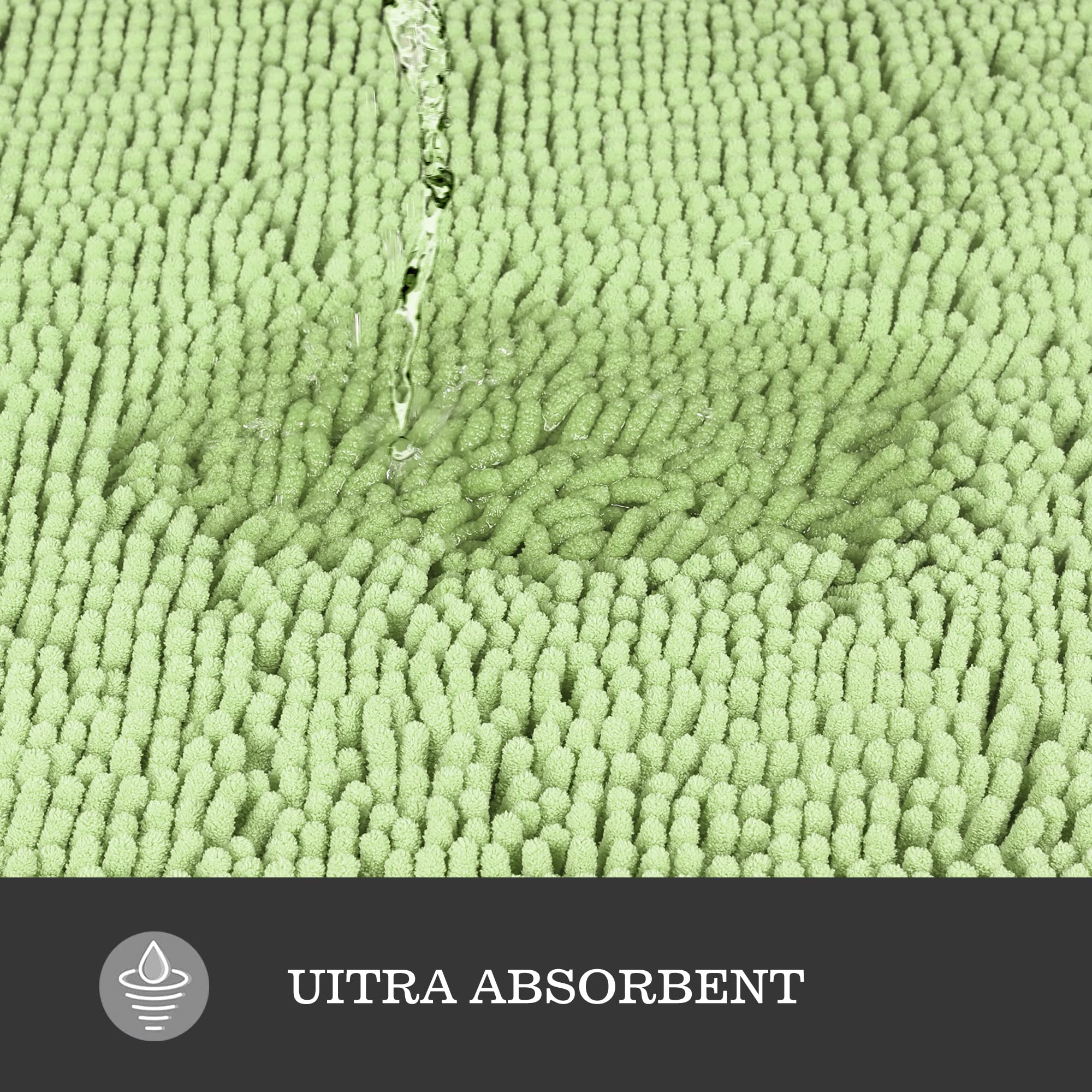 Yeaban Seafoam Green Bathroom Rugs - Thick Chenille Bath Mats | Absorbent And Washable Bath Rug Non-Slip, Plush And Soft Rugs Fo